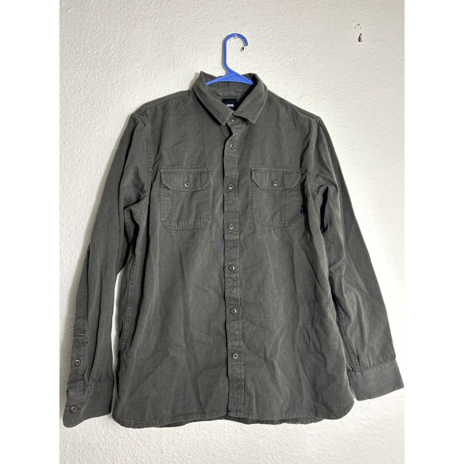 Vans Vans Army Green Long Sleeve Button-Up Shirt Mens M 100% Cotton Classic Fit Size US M / EU 48-50 / 2 - 2 Thumbnail