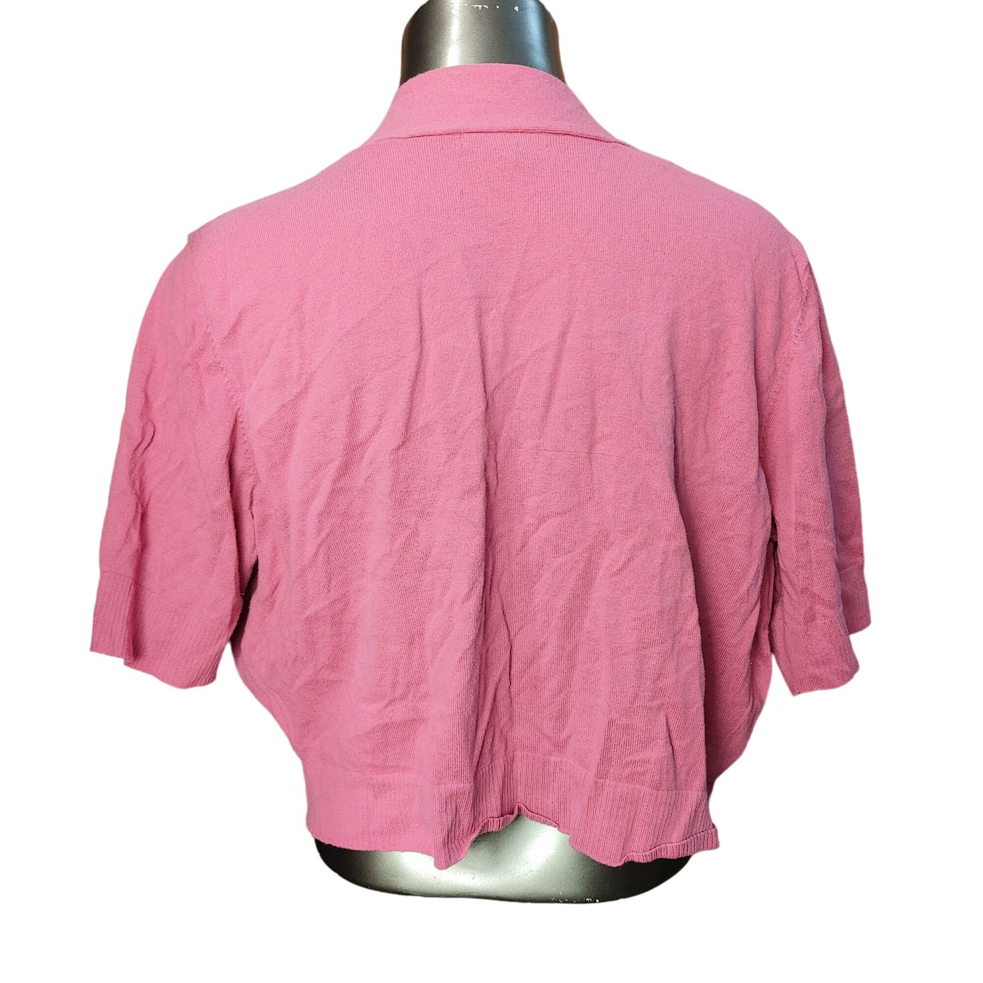 Other Roz & Ali Women's Pink Short Sleeve Open Front Cardigan 2X Size XXL / US 16-18 / IT 52-54 - 2 Thumbnail