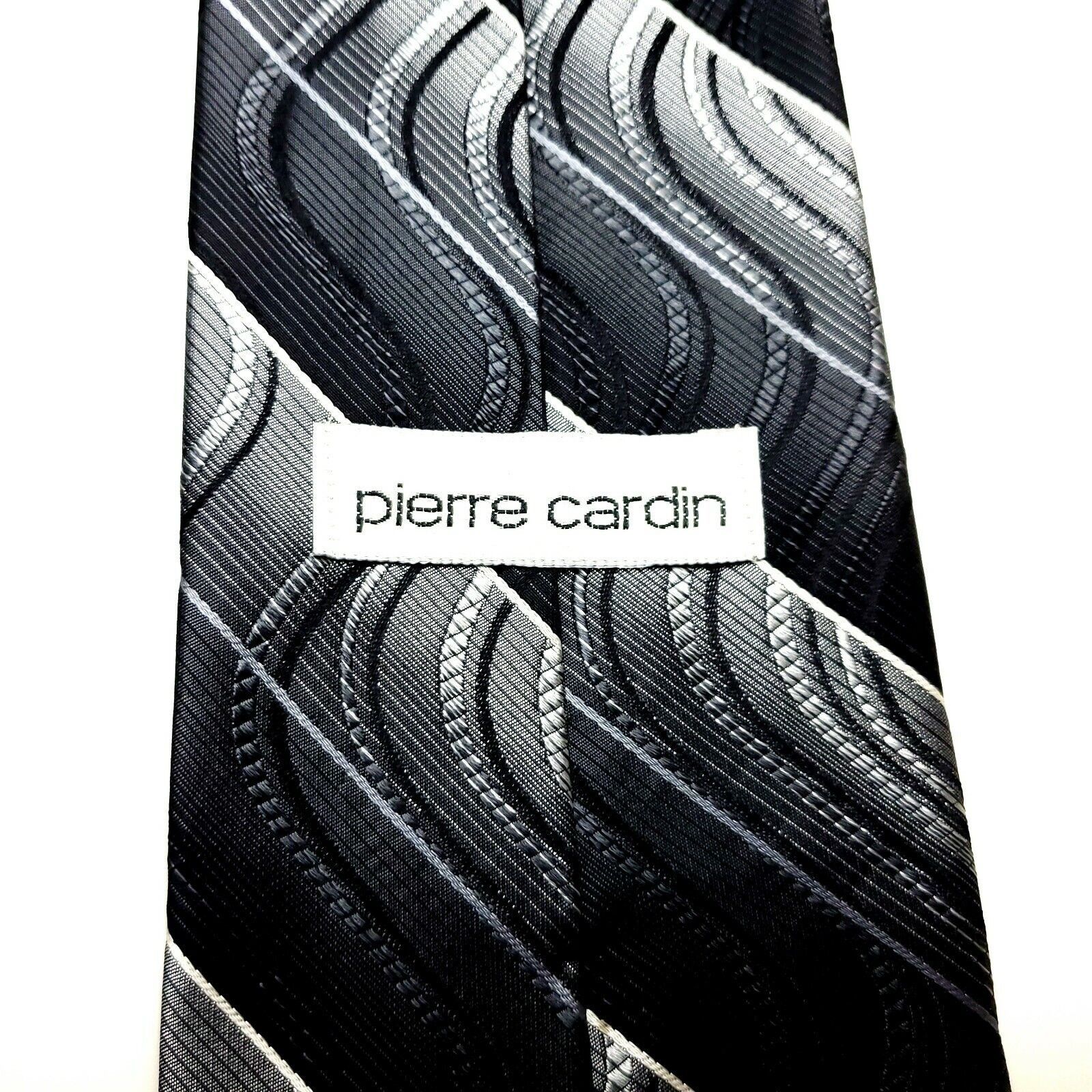 Pierre Cardin Pierre Cardin Silk Tie Woven Gray Abstract Wide Size ONE SIZE - 3 Thumbnail