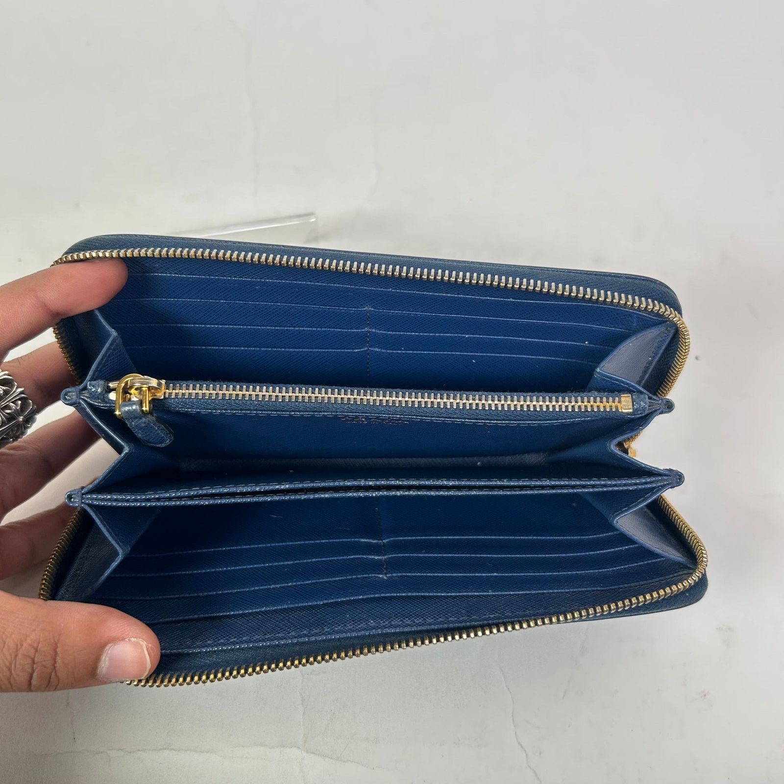 Prada Prada Navy Saffiano Zip-Around Wallet Size ONE SIZE - 3 Thumbnail