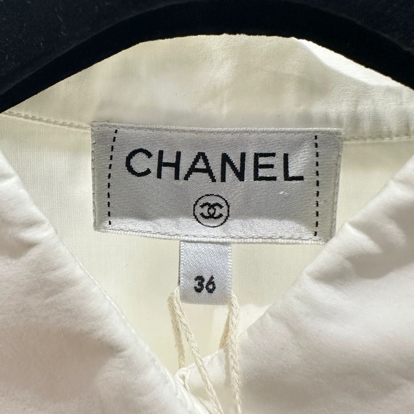 Chanel Chanel Women's 22A may214 Ruffle Crystal Shirt 36 Cotton Size XS / US 0-2 / IT 36-38 - 3 Thumbnail