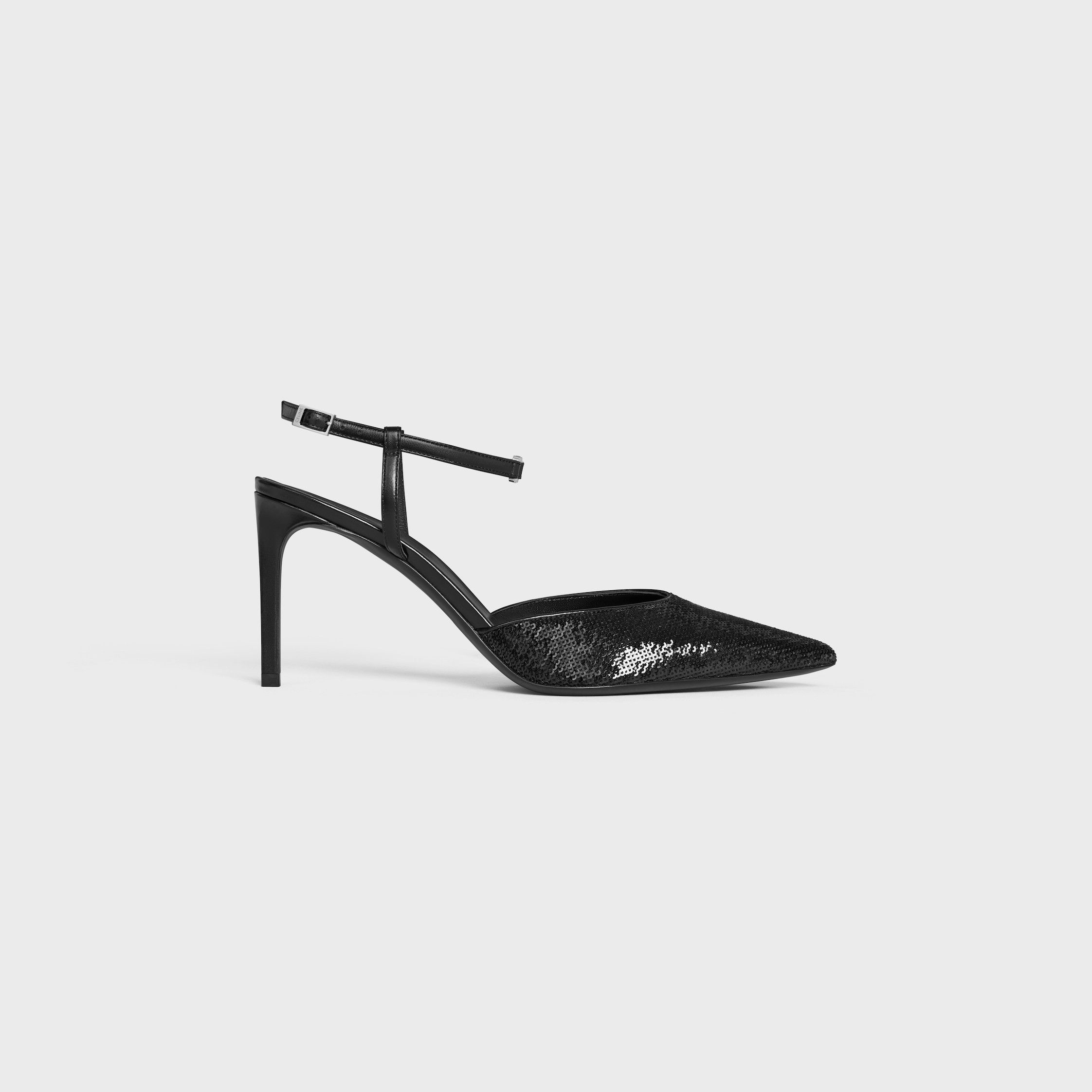 Celine celine kitten triomphe strap pump in sequins&calfskin black Size US 5 / IT 35 - 1 Thumbnail
