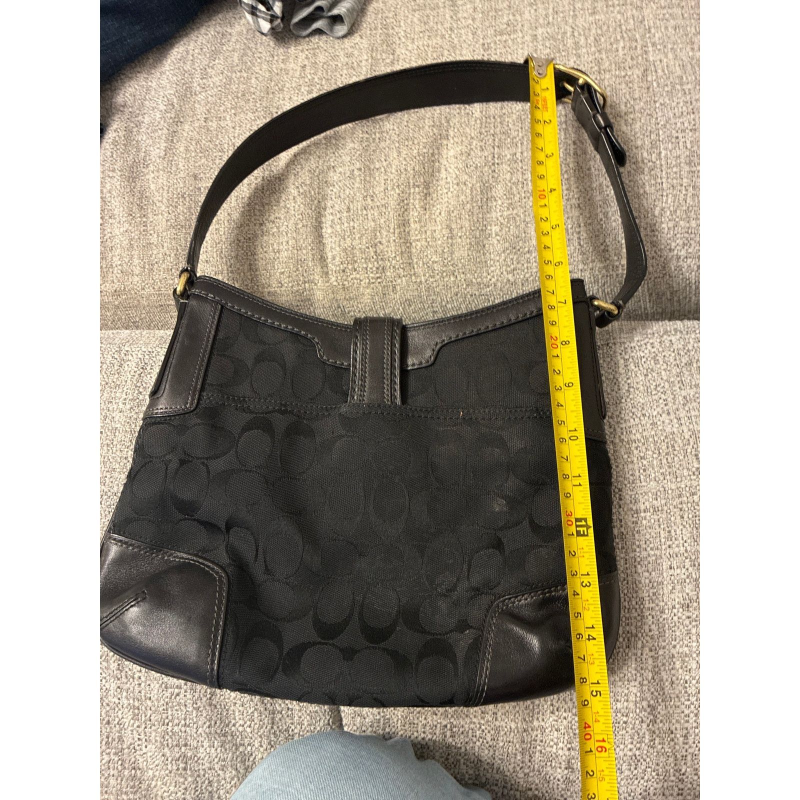 Coach Coach Vintage Black Canvas Monogrammed Shoulder Hobo Bag Size ONE SIZE - 7 Thumbnail