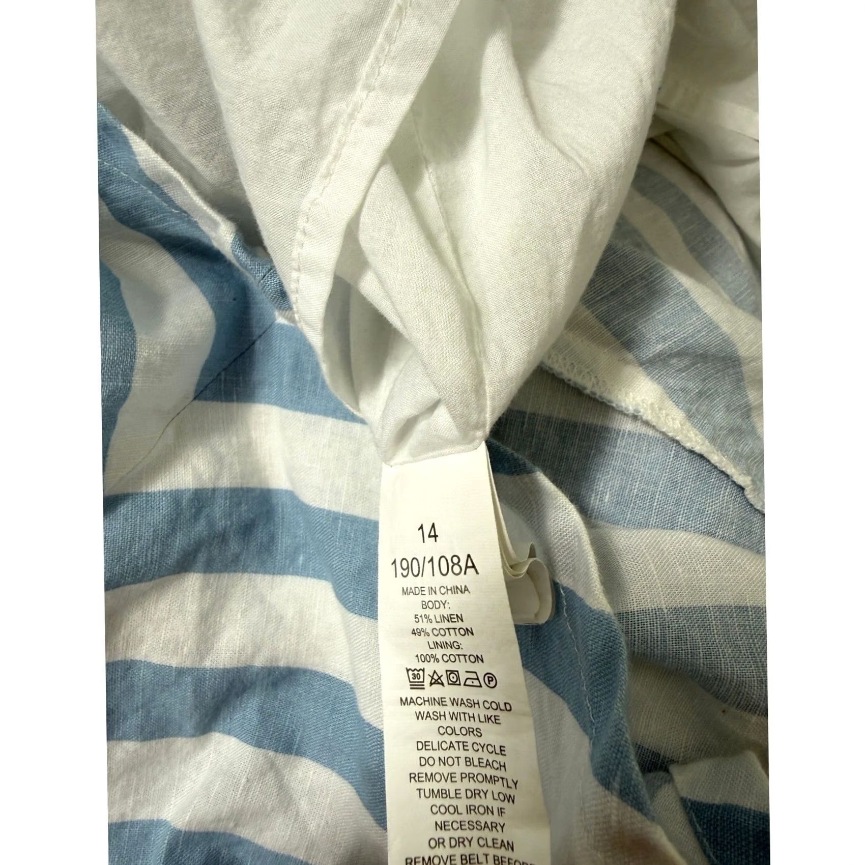 Vintage Kate Spade New York Women's Dress 14 Blue Pockets Striped Fit & Flare Party/Cocktail Sleeveless Short 100% Cotton Size XL / US 12-14 / IT 48-50 - 8 Thumbnail
