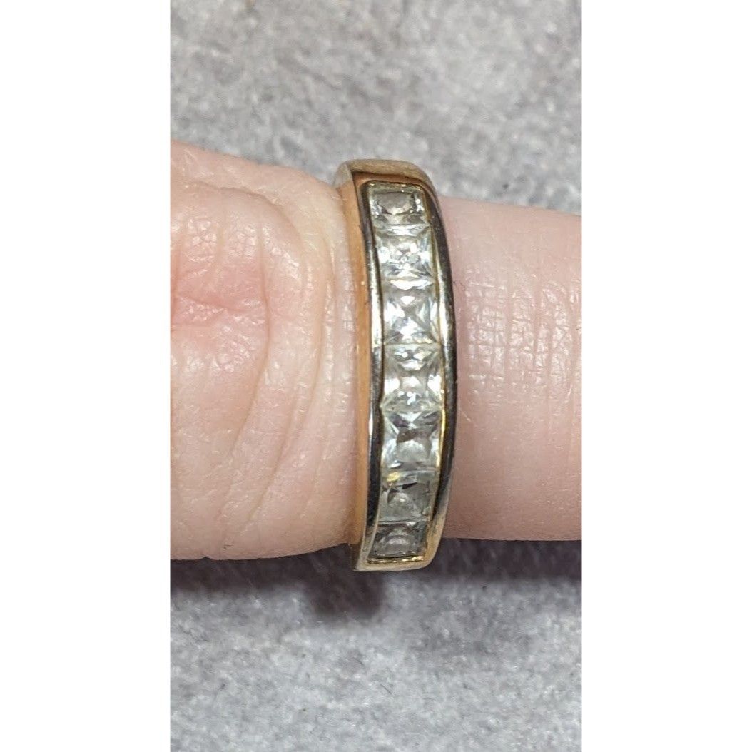 Other Elegant Signed Gold Tone Ring With Clear Gems Size ONE SIZE - 15 Thumbnail
