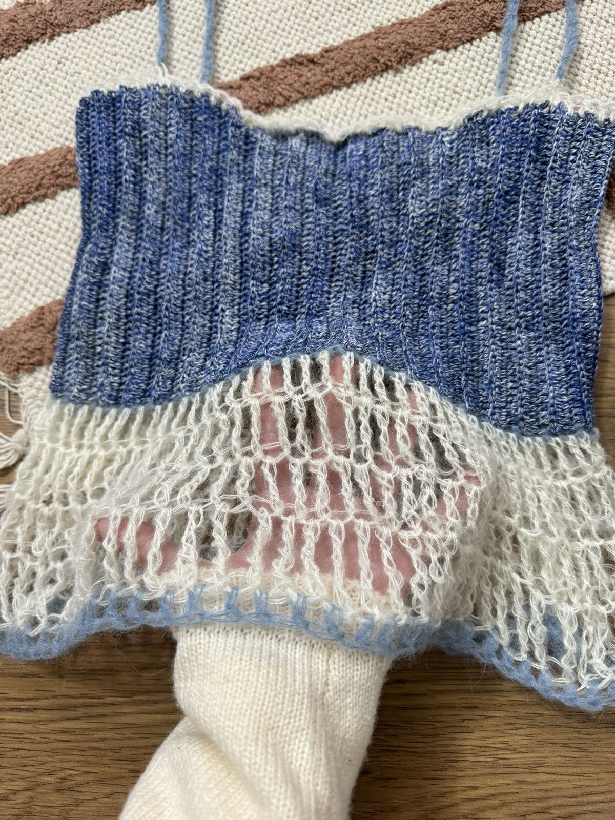Vintage HAND KNITTED VINTAGE DENIM STYLE TANK TOP Size M / US 6-8 / IT 42-44 - 6 Thumbnail