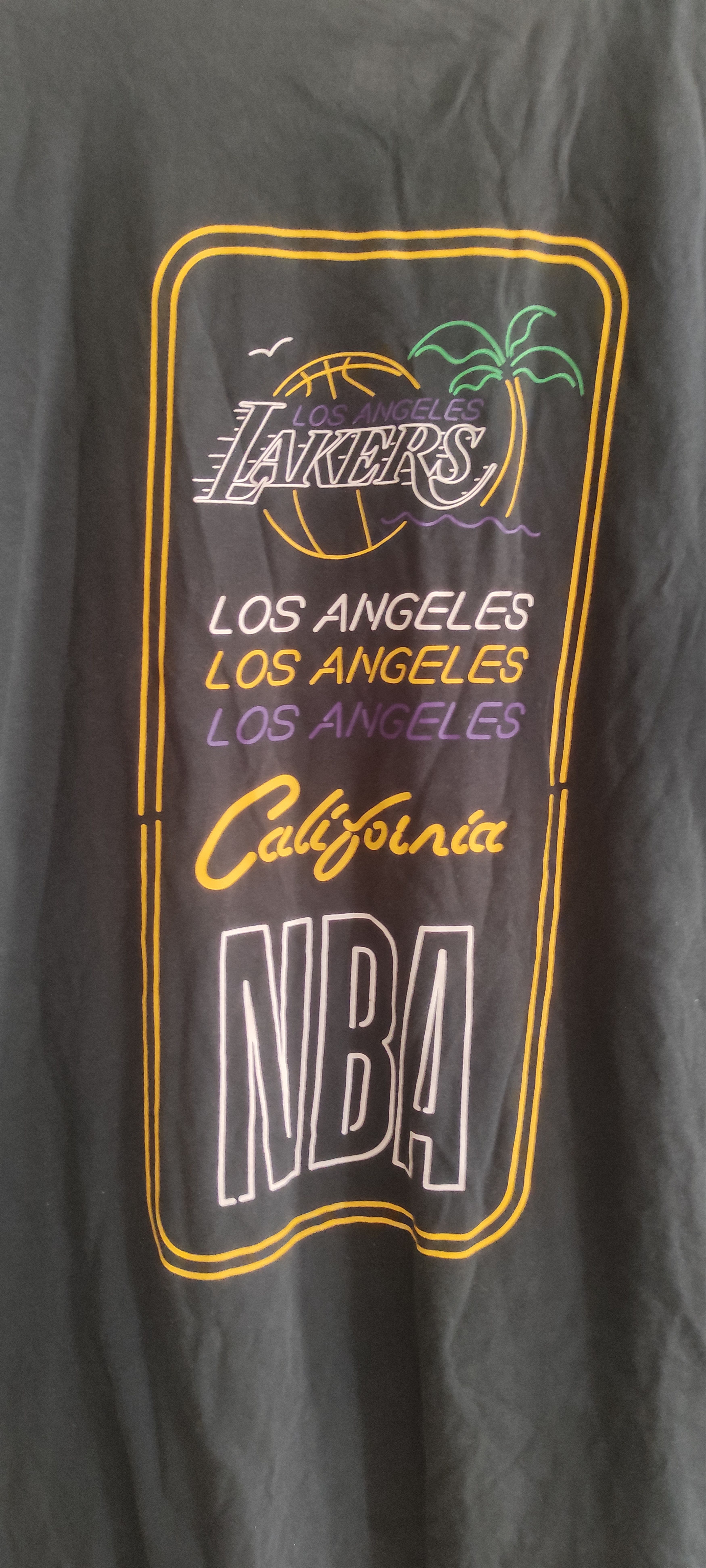 NBA × New Era × Vintage New Era Black NBA Neon Graphic Tee Loslak Blk Men's T-Shirt Size US XL / EU 56 / 4 - 6 Thumbnail