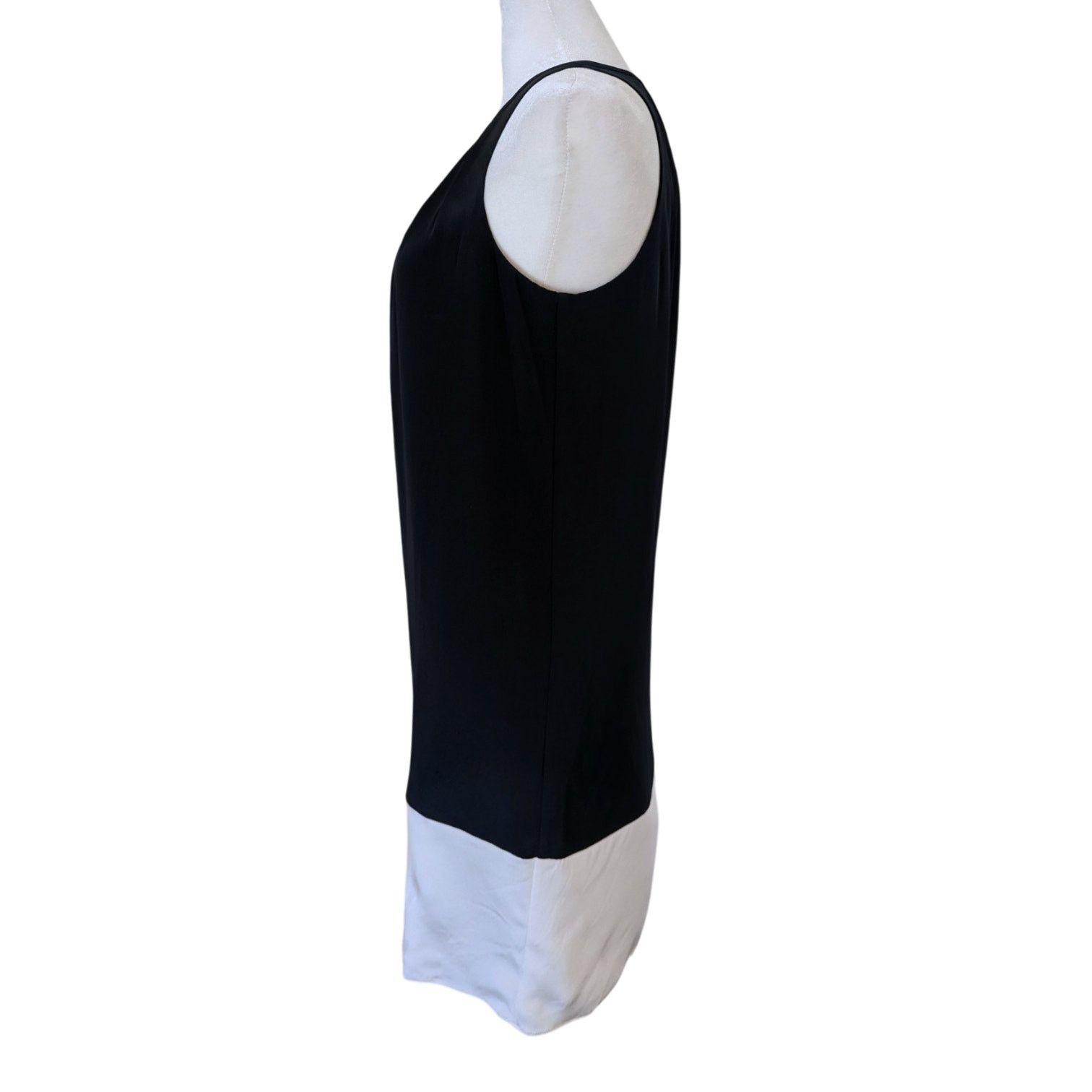 Theory Theory Charlaine Pleat Neck Silk Black White Shift Dress Size XS / US 0-2 / IT 36-38 - 4 Thumbnail