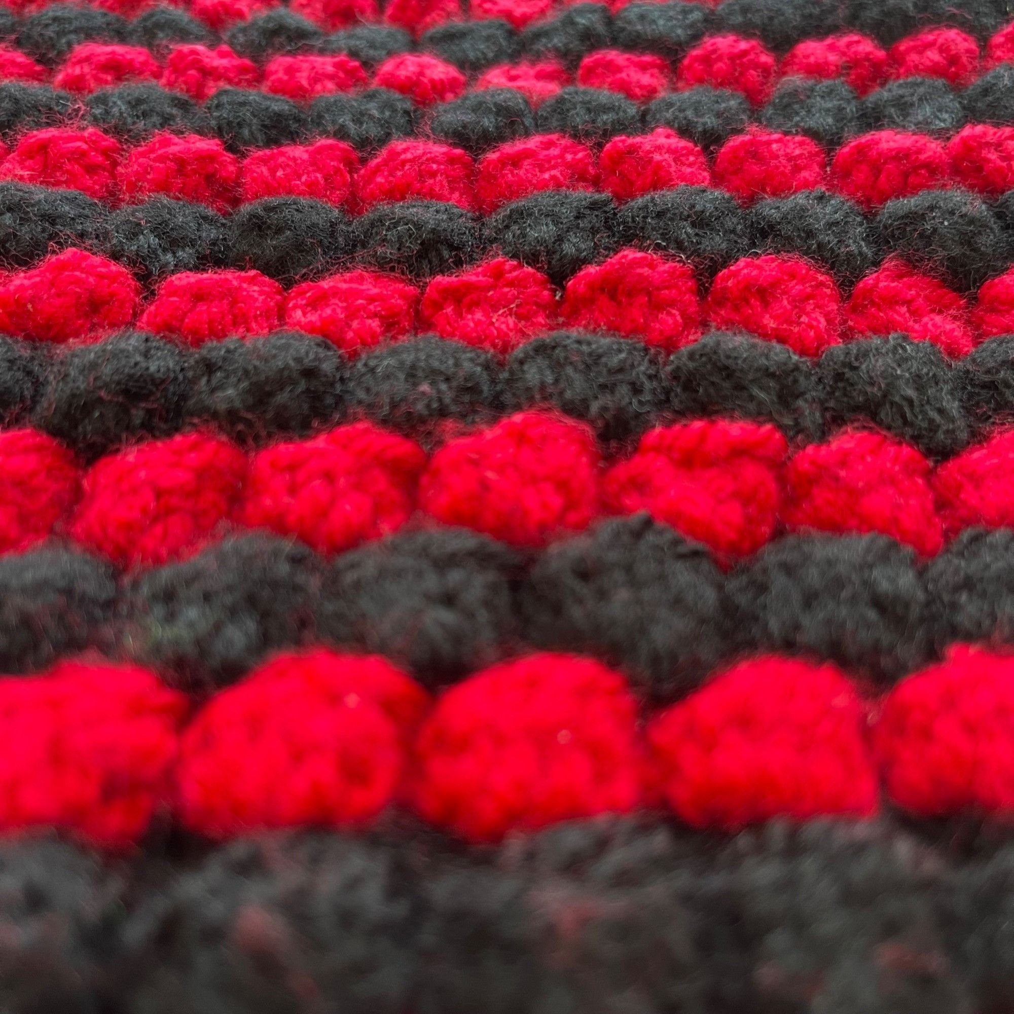 Crochet Purse Handbag Popcorn Stitch Red and Black 14 x 11