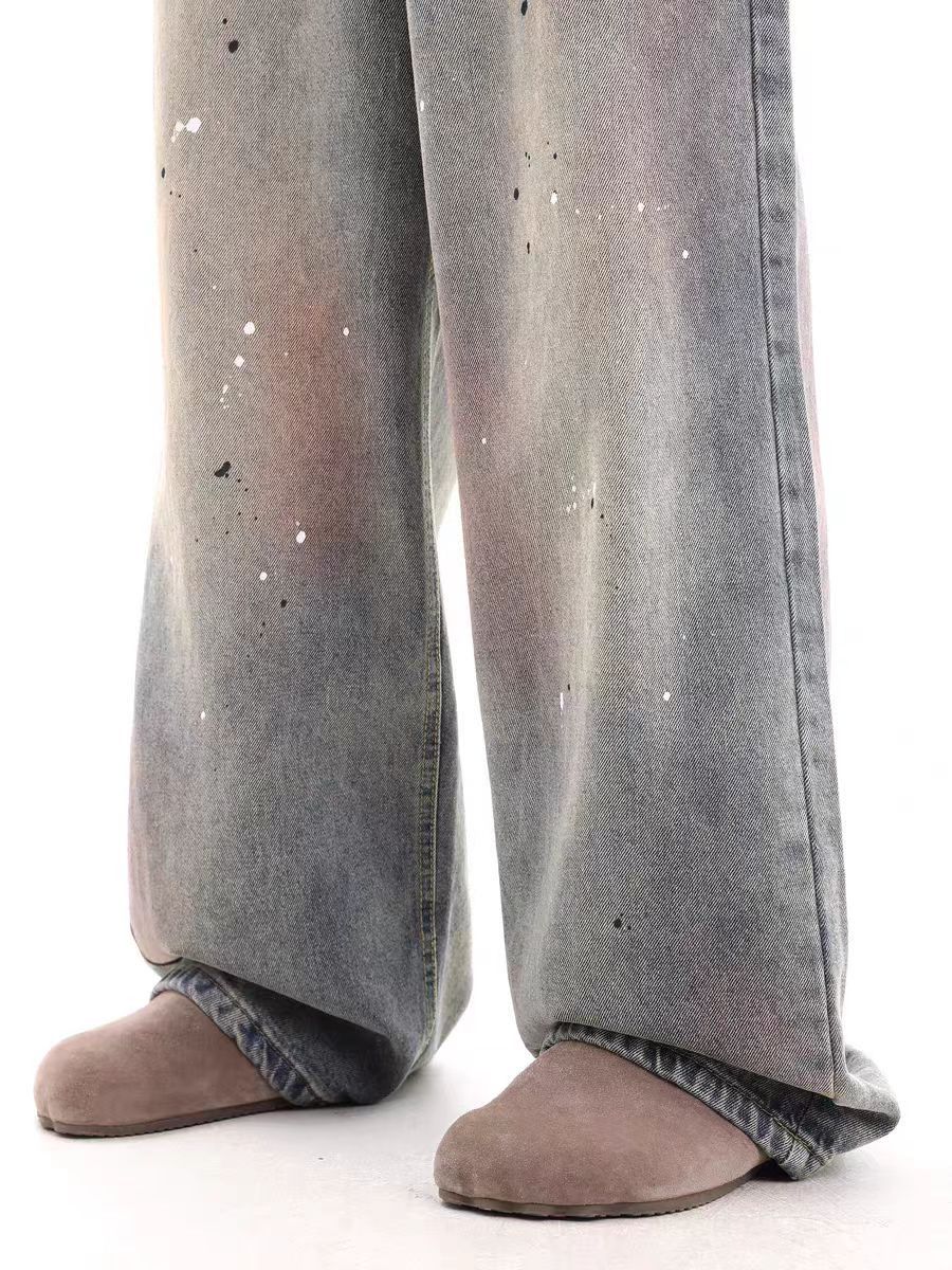 Jean Water-washed ink-splattered design relaxed-fit jeans Size US 32 / EU 48 - 5 Thumbnail