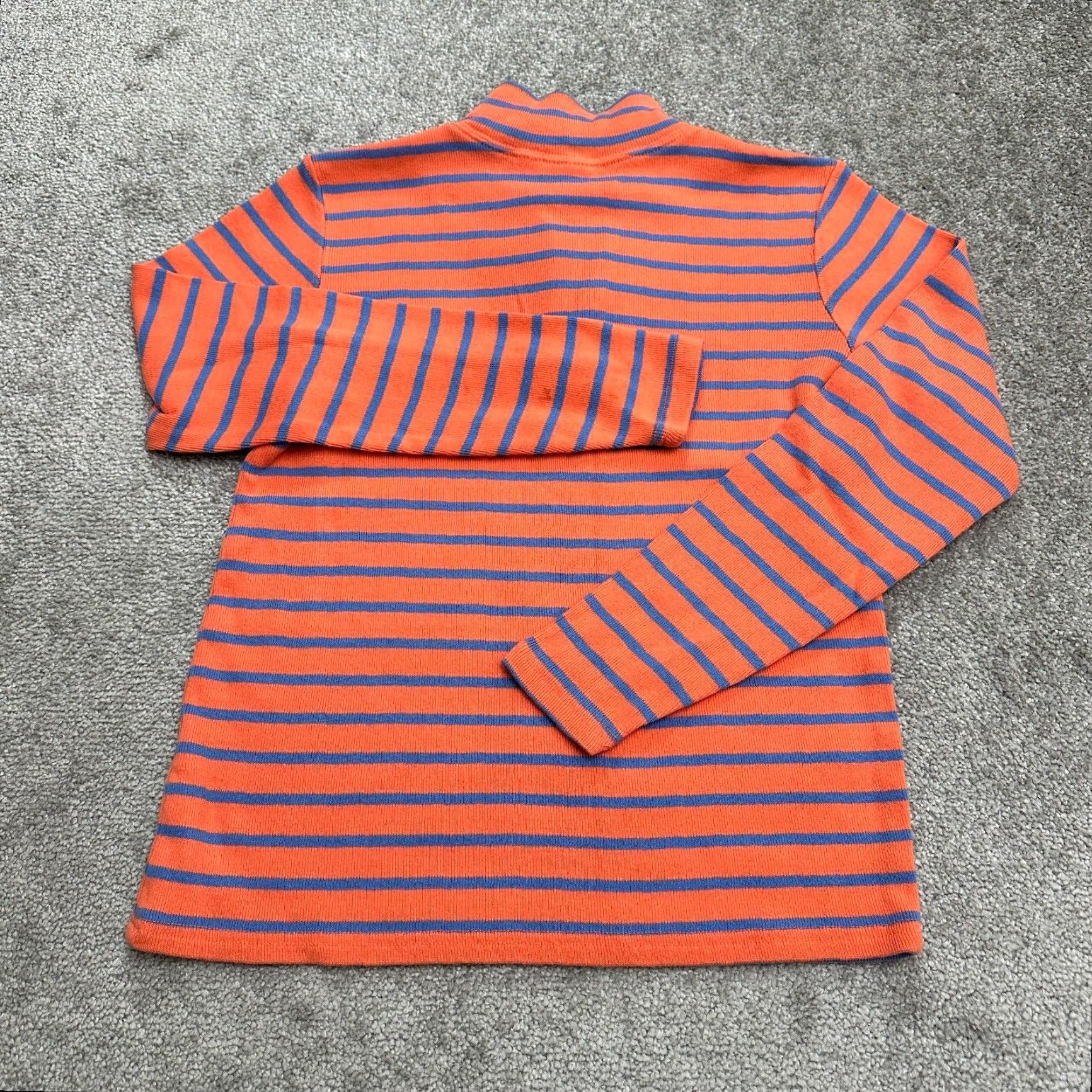 Vintage L.L. Bean Women's Cotton Striped 1/4 Zip Top, Small, Blue Orange, Long Sleeve, Casual, Lightweight Size S / US 4 / IT 40 - 2 Thumbnail
