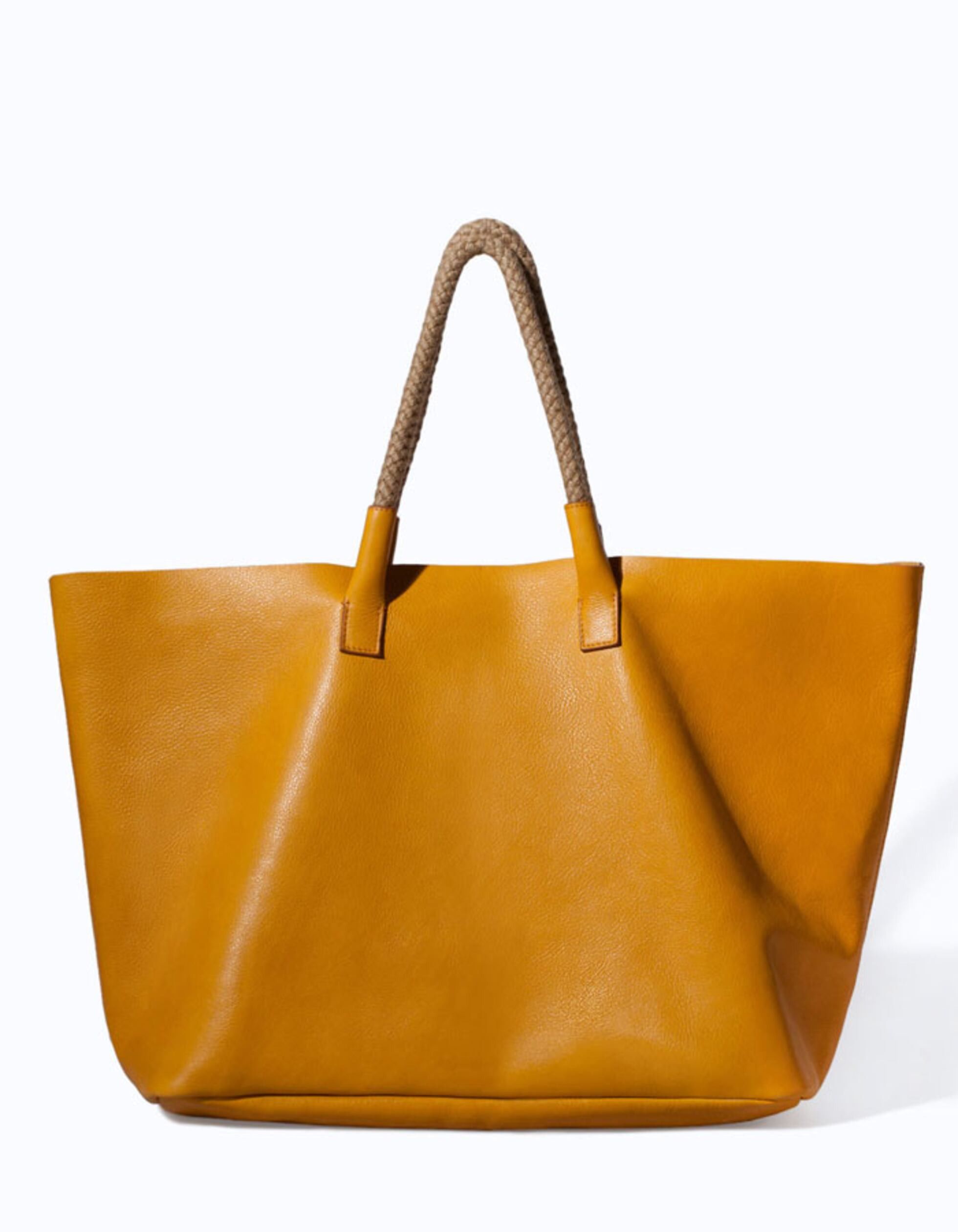 Zara Zara Leather Shopping Large removable Zipper Mesh Insert Bag Size ONE SIZE - 1 Thumbnail