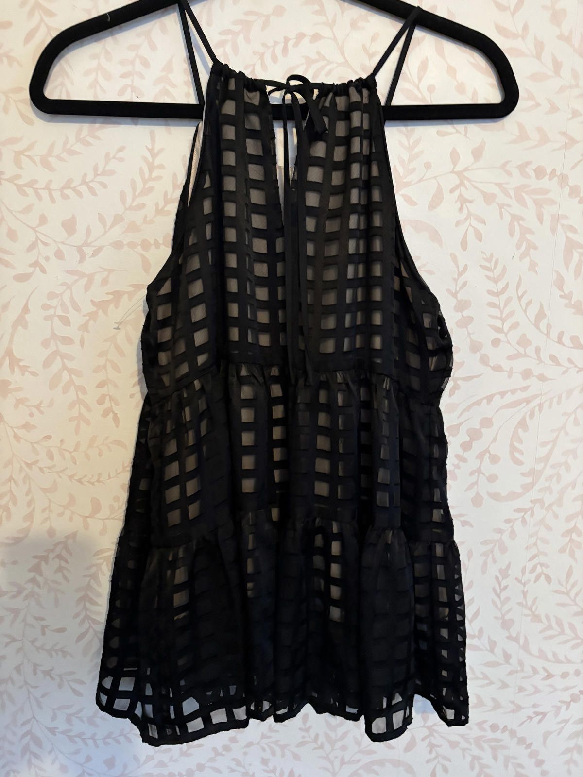 Other Anthropologie Black Sheer Checkered Sleeveless Tank Top Size M / US 6-8 / IT 42-44 - 5 Thumbnail