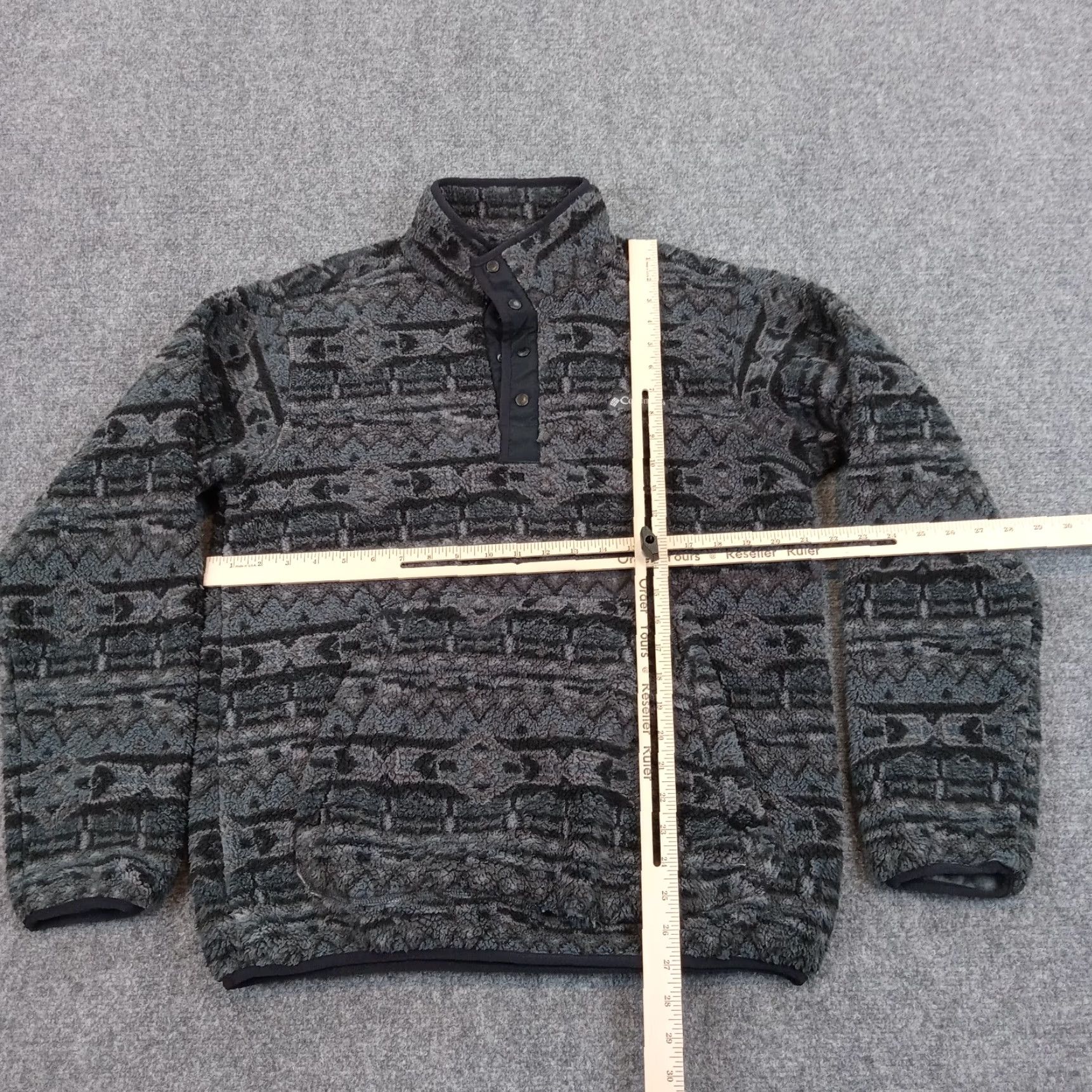 Vintage Columbia Mens Small Gray Fleece Jacket Mock Neck Long Sleeve Aztec Size US S / EU 44-46 / 1 - 2 Thumbnail