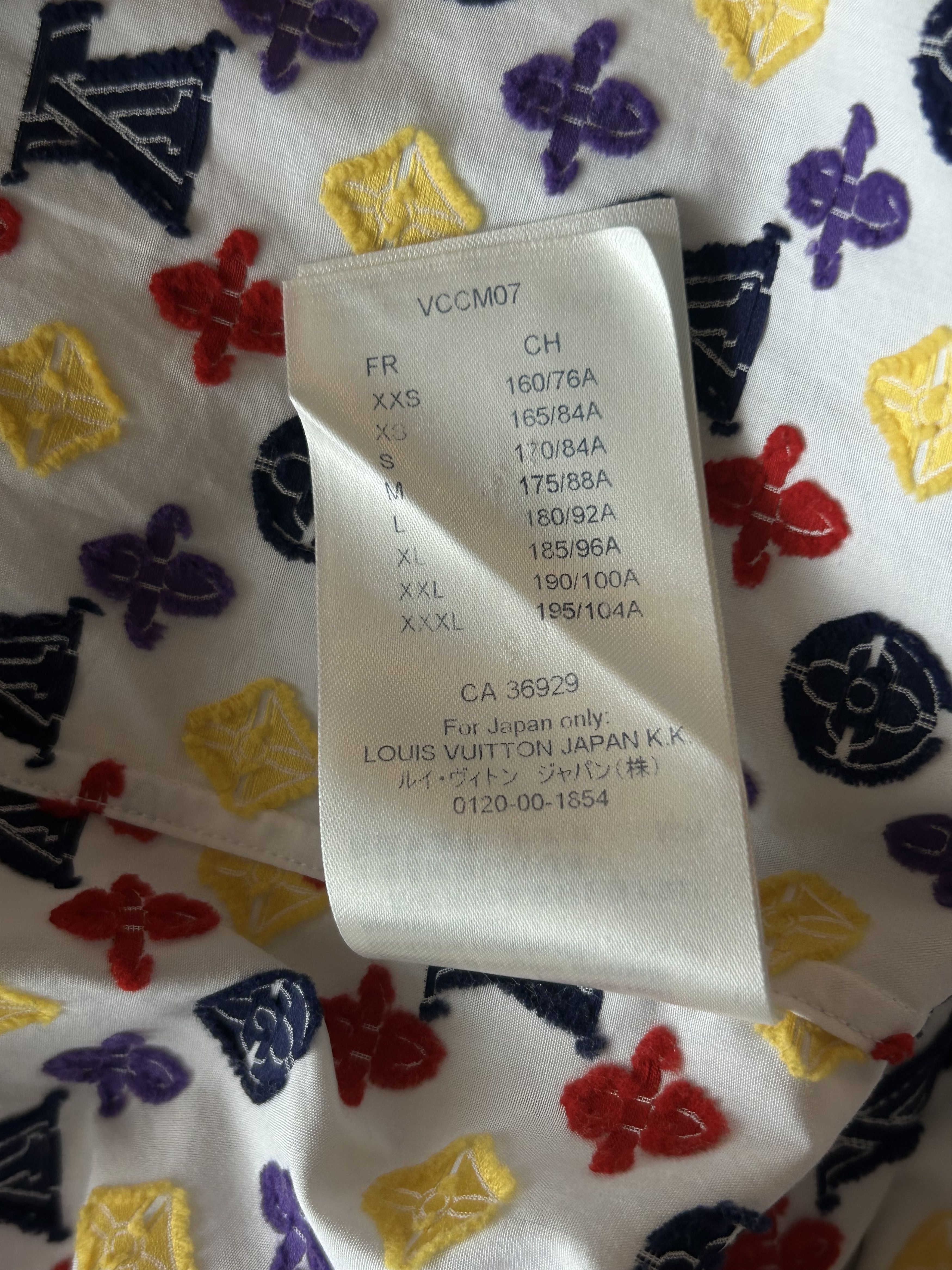Louis Vuitton White Multicolor Embroidered Monogram Button Up Shirt Size US M / EU 48-50 / 2 - 7 Thumbnail