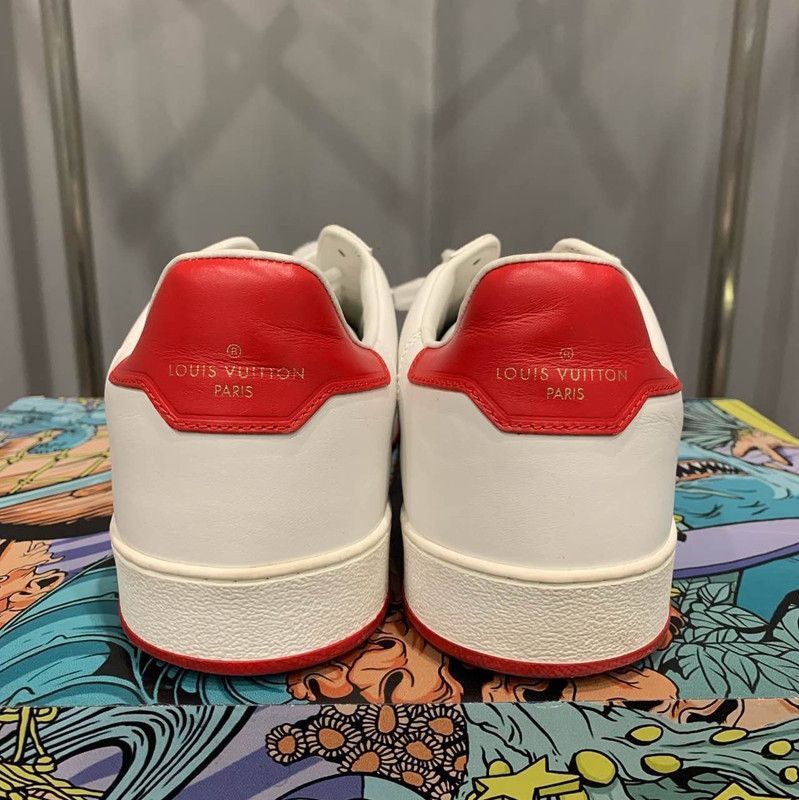 Louis Vuitton Louis Vuitton White and Red Leather Sneakers - Size US 8 / EU 41 - 3 Thumbnail