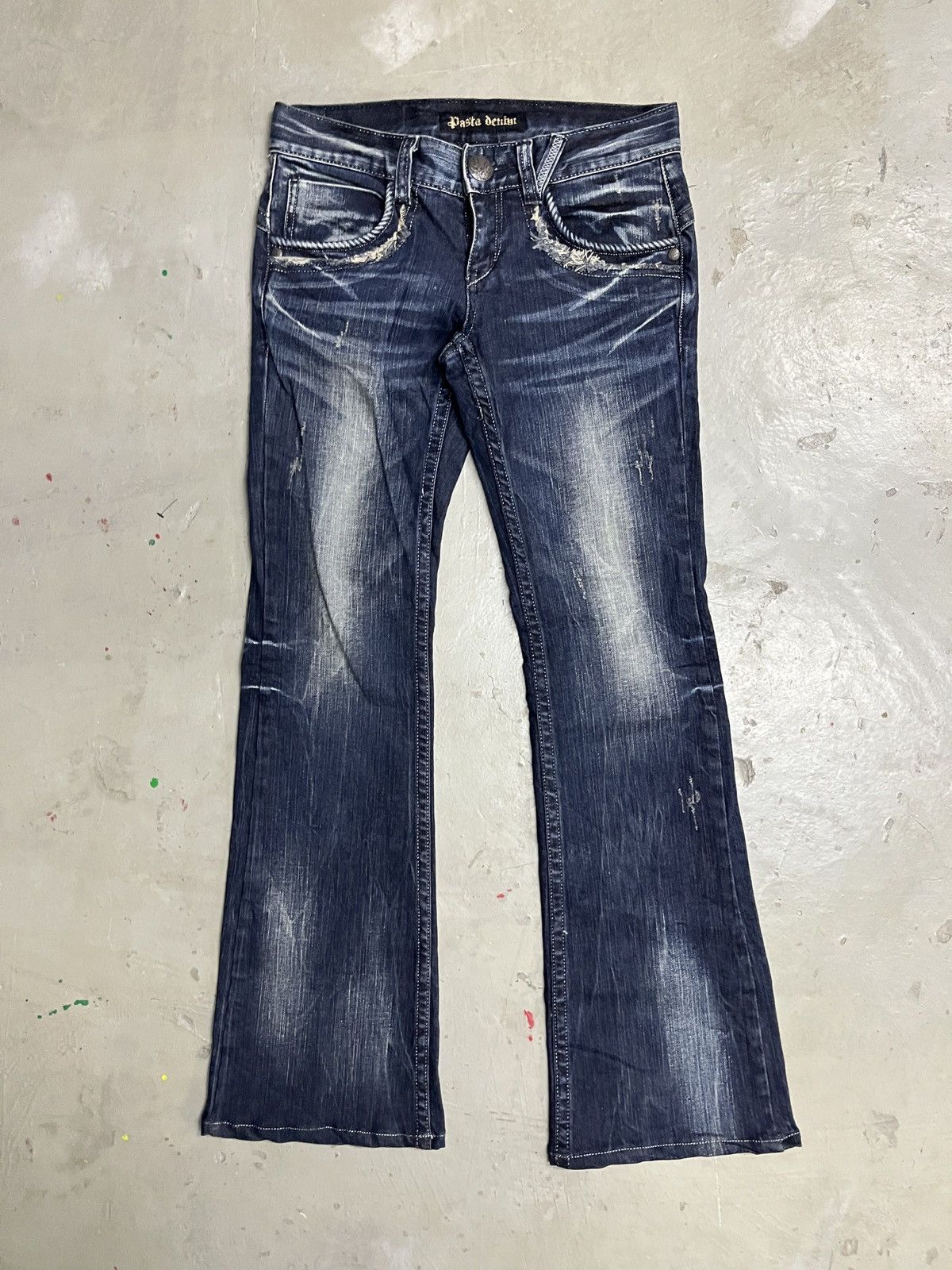 Japanese Brand Japanese Punk Indigo Flare Lightning Wash Pasta Denim Size US 29 - 1 Thumbnail
