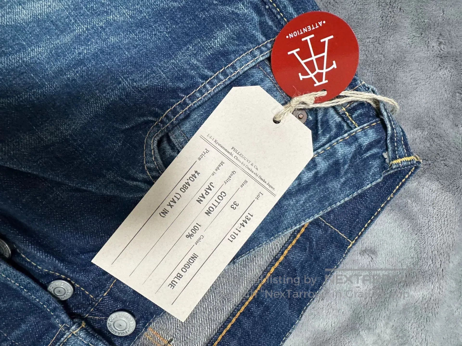 Full Count & Co. FullCount 1344 Indigo Denim Jeans. Size US 33 - 4 Thumbnail