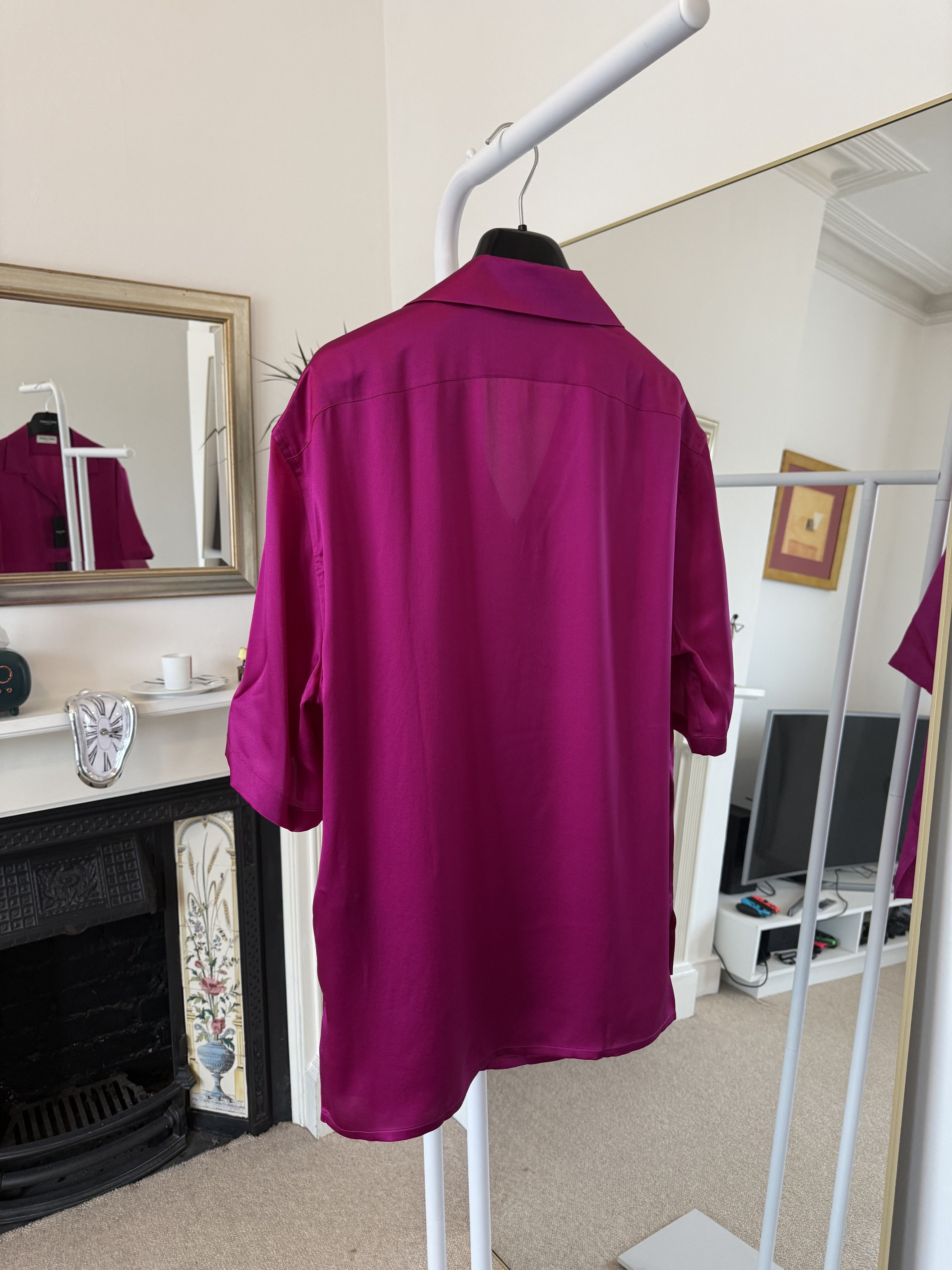 Saint Laurent Paris FW22 Saint Laurent Satin Open Collar Pink Silk Shirt Size US XXL / EU 58 / 5 - 2 Thumbnail