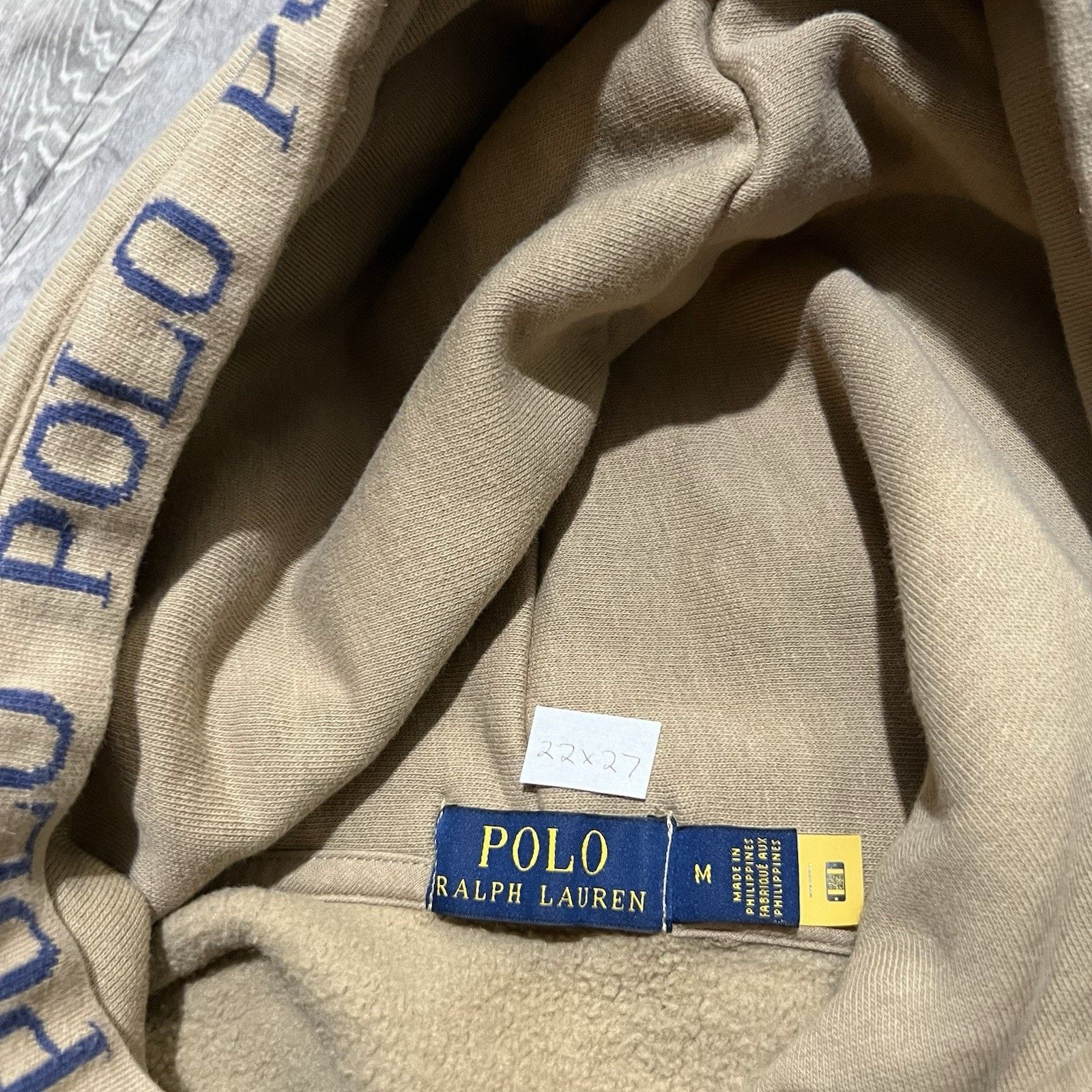Polo Ralph Lauren Polo Ralph Lauren Light Brown Pull Over Hoodie Spell Out M Size US M / EU 48-50 / 2 - 5 Thumbnail
