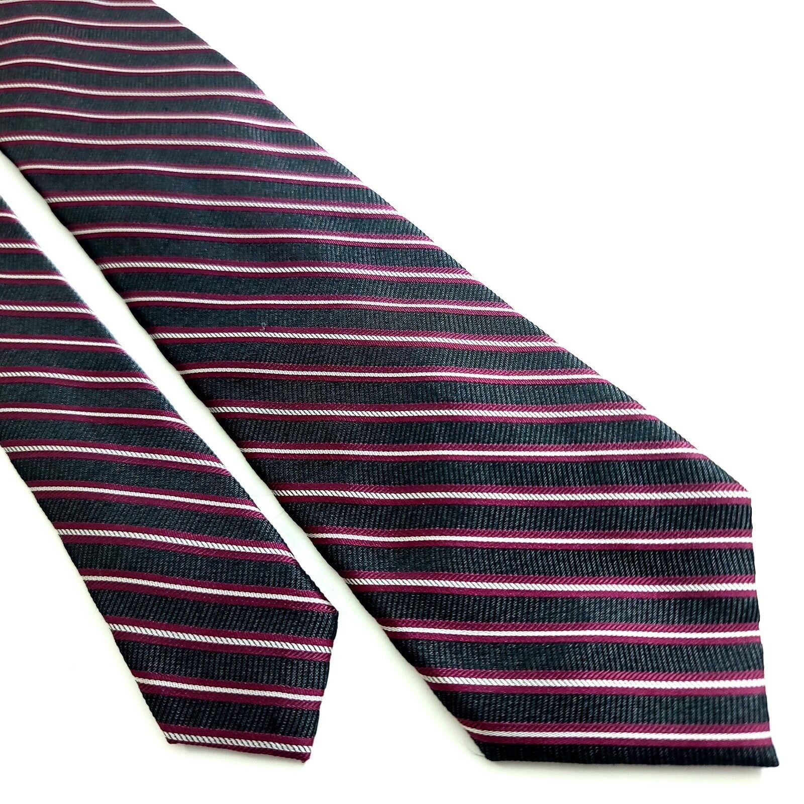 Calvin Klein Calvin Klein Gray Red Striped Woven Skinny Silk Tie Size ONE SIZE - 1 Thumbnail