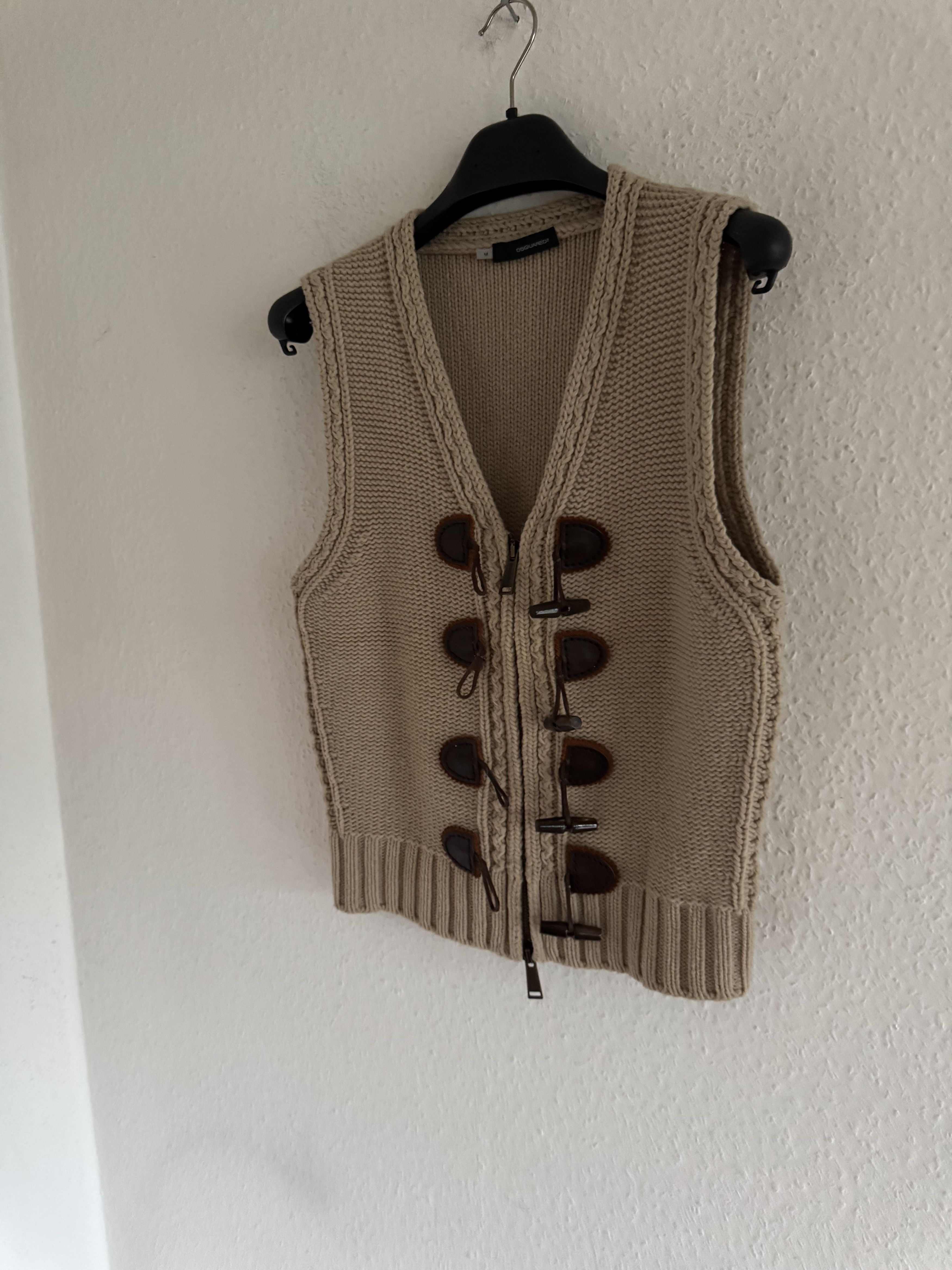 Dsquared2 FW06 Leather Toggle Knit Vest Size US M / EU 48-50 / 2 - 5 Thumbnail
