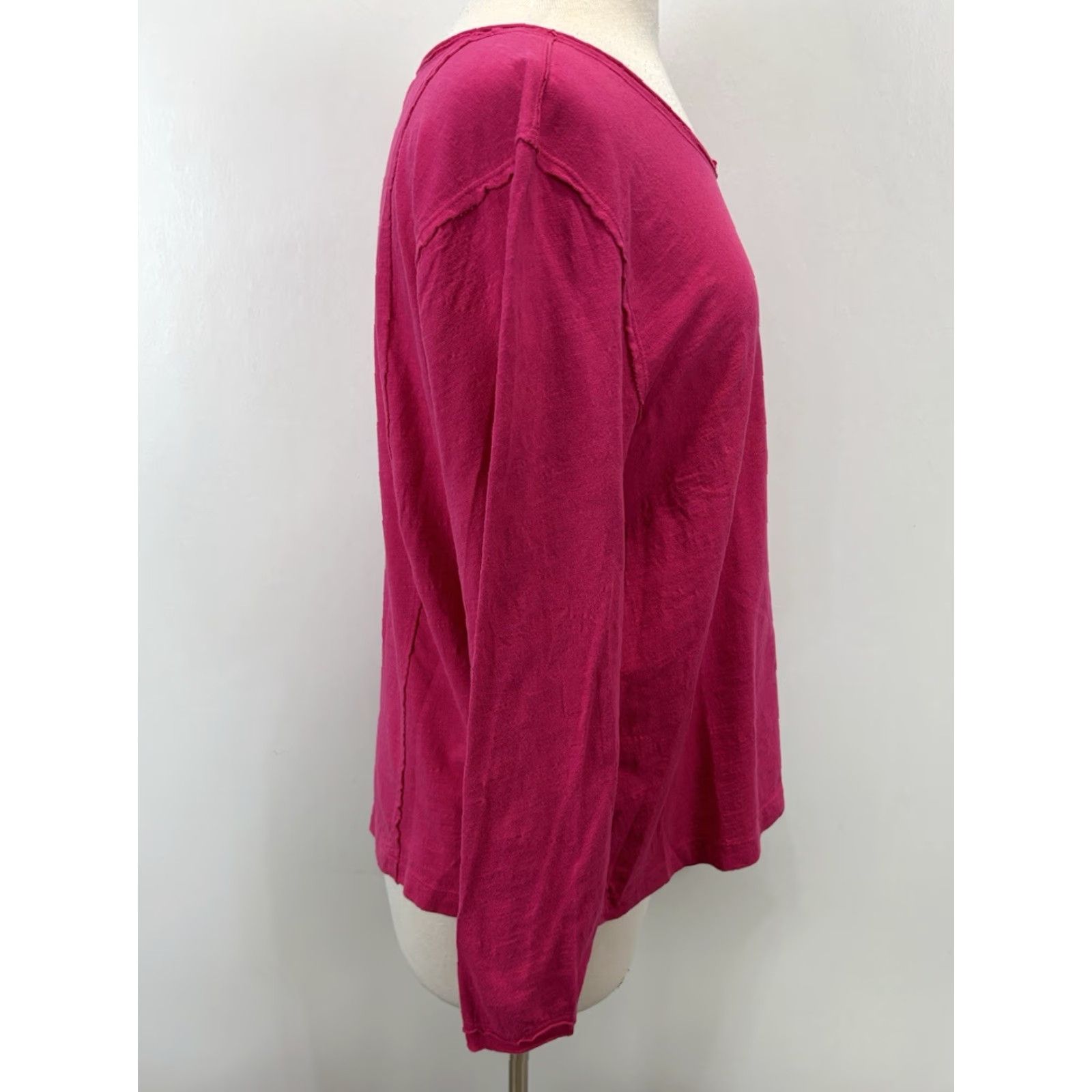 Habitat VINTAGE Habitat Casual Knit Top Shirt Women XL Pink Lagenlook Hi-Low Back Slit Side Slits 100% Cotton Womens Size XL / US 12-14 / IT 48-50 - 4 Thumbnail