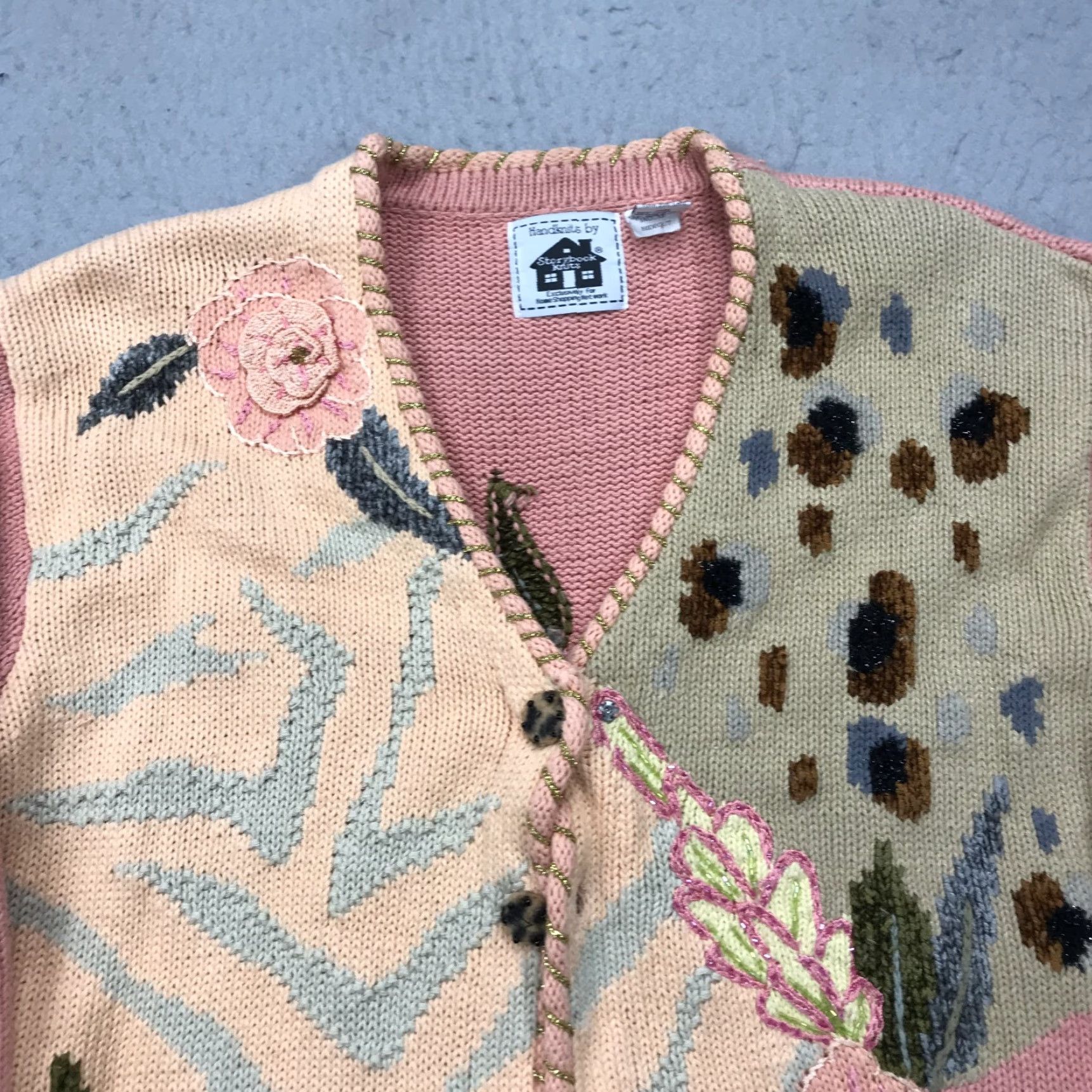 Vintage VINTAGE Storybook Knits Cardigan Sweater Womens L Pink 90s Floral Embroidered Knit Cotton Cottage Grandma AOP Ceremony? Size L / US 10 / IT 46 - 2 Thumbnail