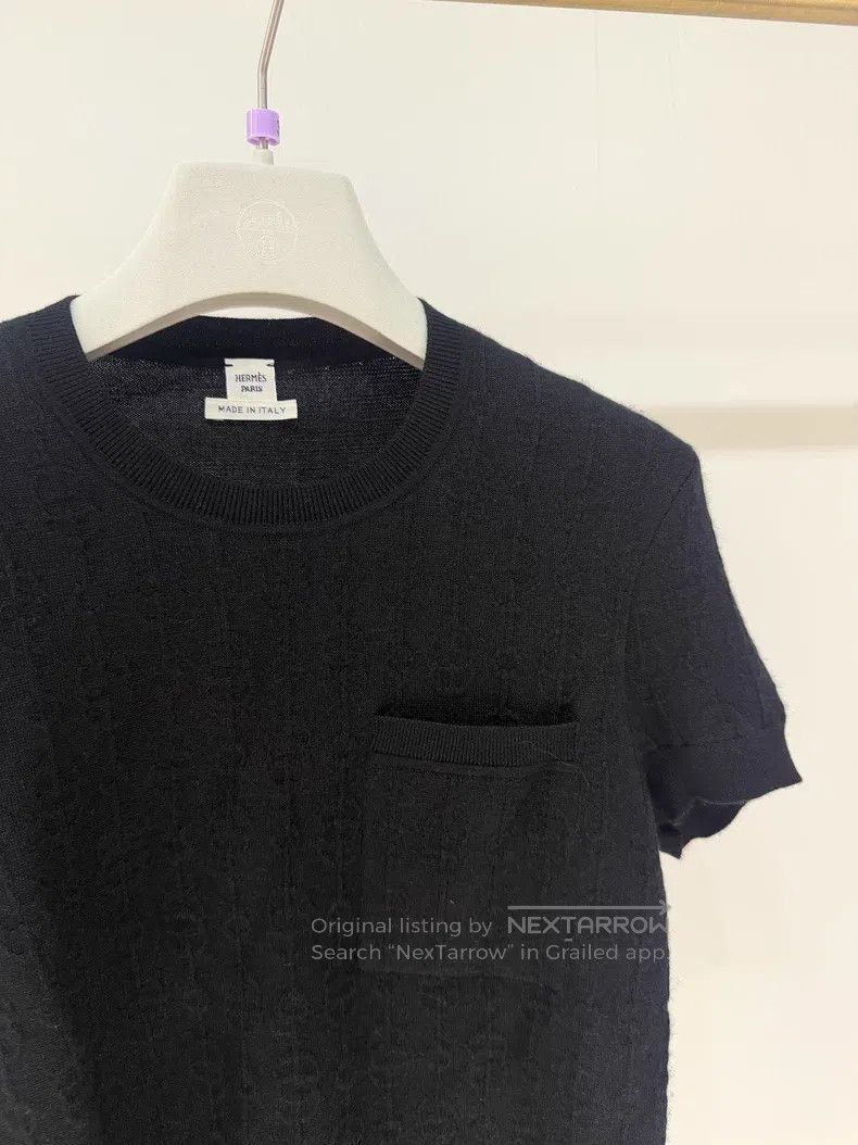 Hermes Hermes Pig Nose Relief Jacquard Pocket Short-Sleeve Knit S Size S / US 4 / IT 40 - 2 Thumbnail