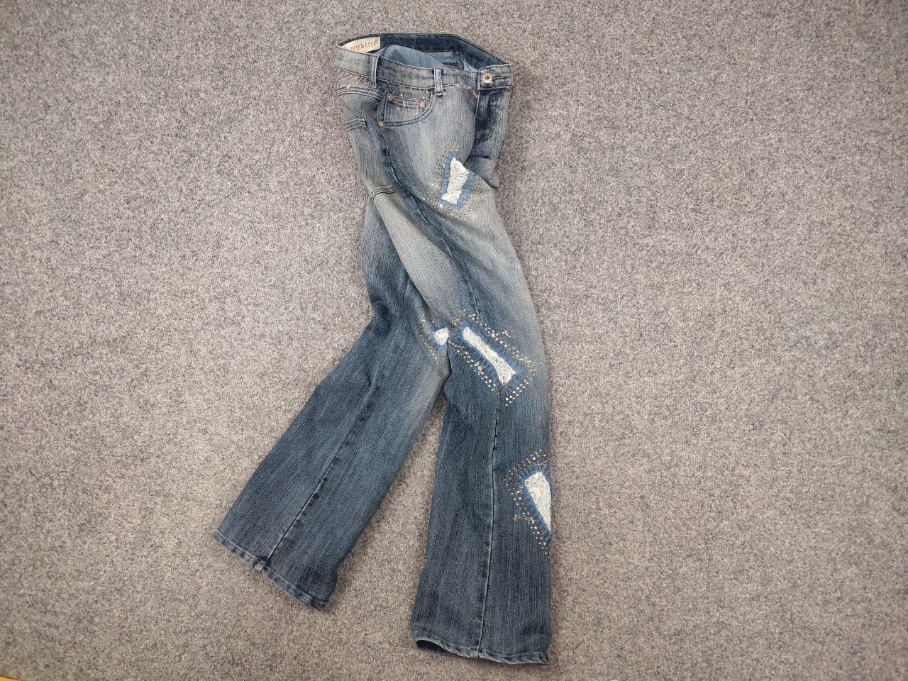 If Six Was Nine Rosa & Rose vintage Y2K Style Faded denim Flared Jeans LGB Size 28" / US 6 / IT 42 - 2 Thumbnail