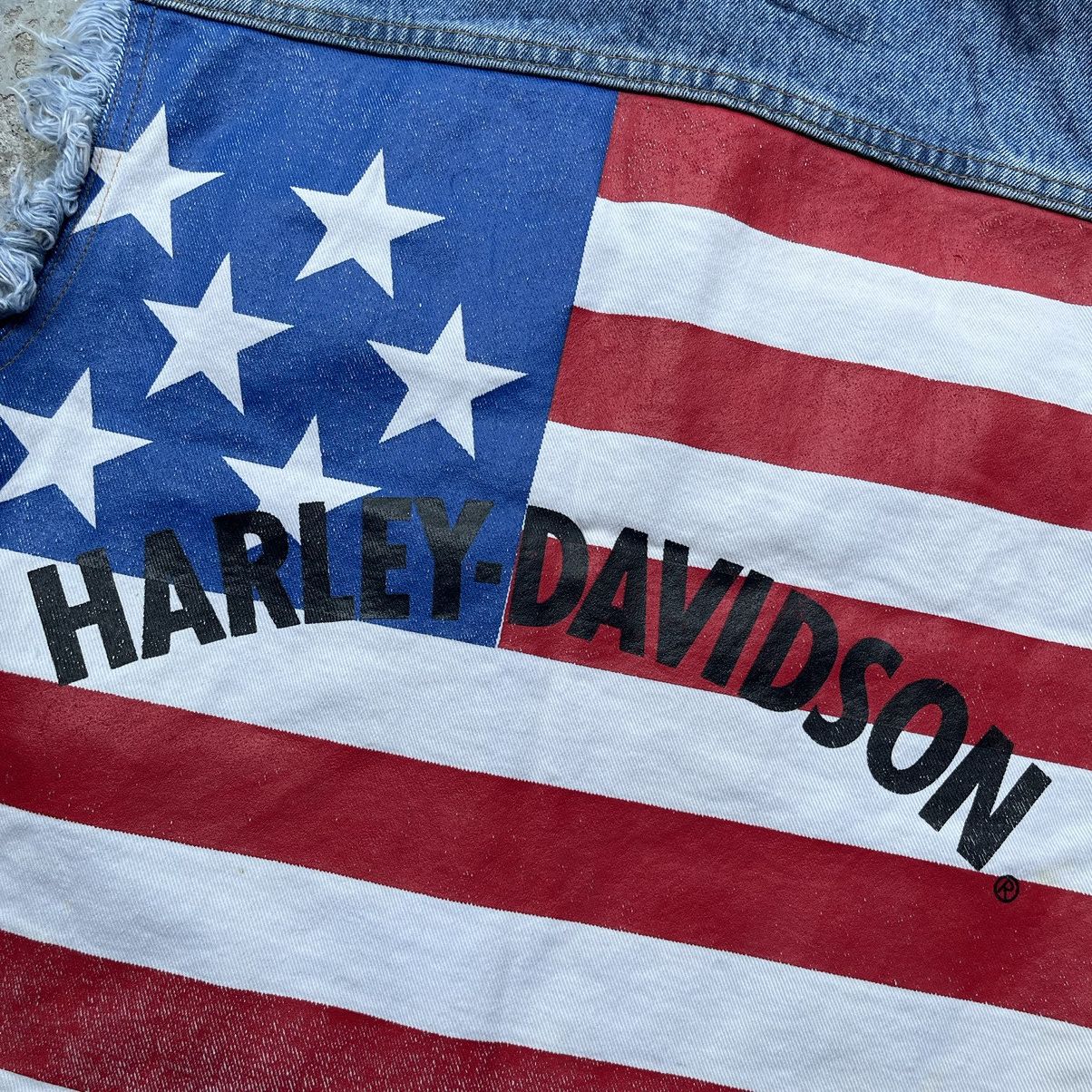 Harley Davidson × Vintage Distressed Denim Teucker Jacket Harley Davidson Sleeveless Size US M / EU 48-50 / 2 - 4 Thumbnail