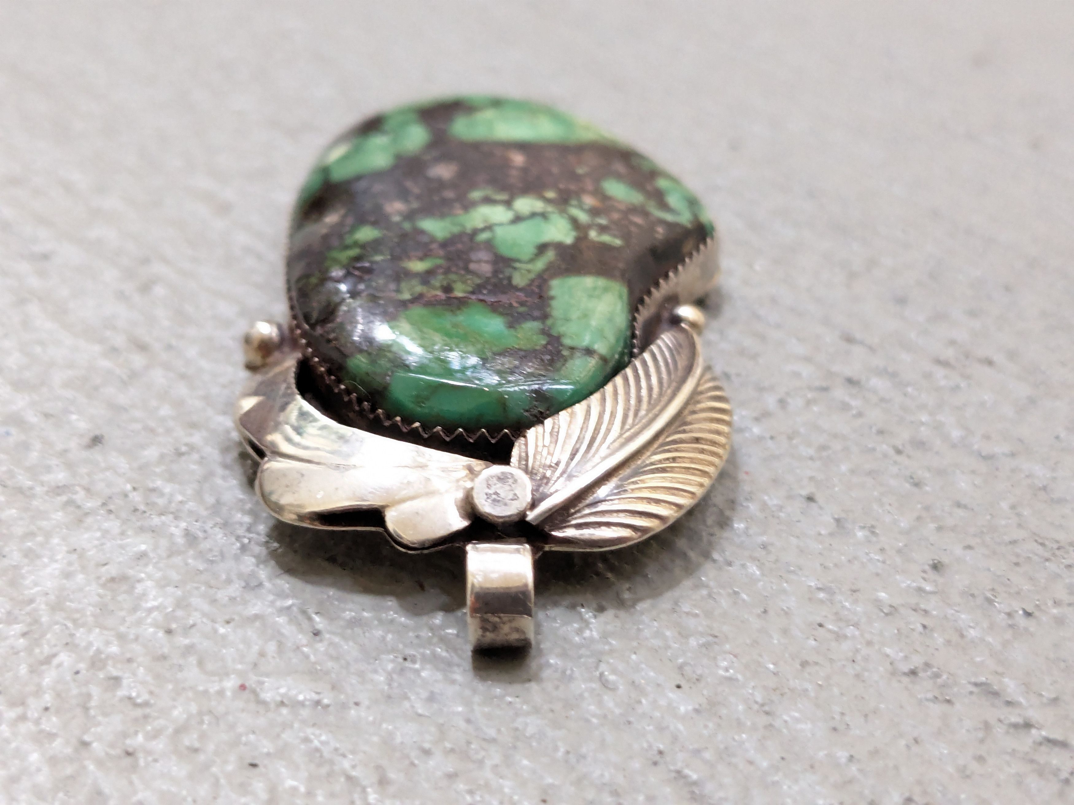 Jewelry Vintage Sterling Silver Pendant Turquoise Modern Leaf Size ONE SIZE - 7 Thumbnail