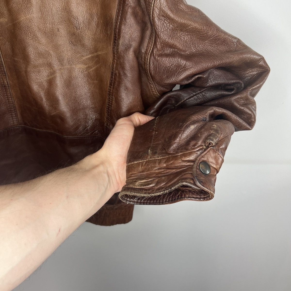 Other Vintage Brown Leather Motor Biker Jacket Trucker Genuine Size US M / EU 48-50 / 2 - 13 Thumbnail