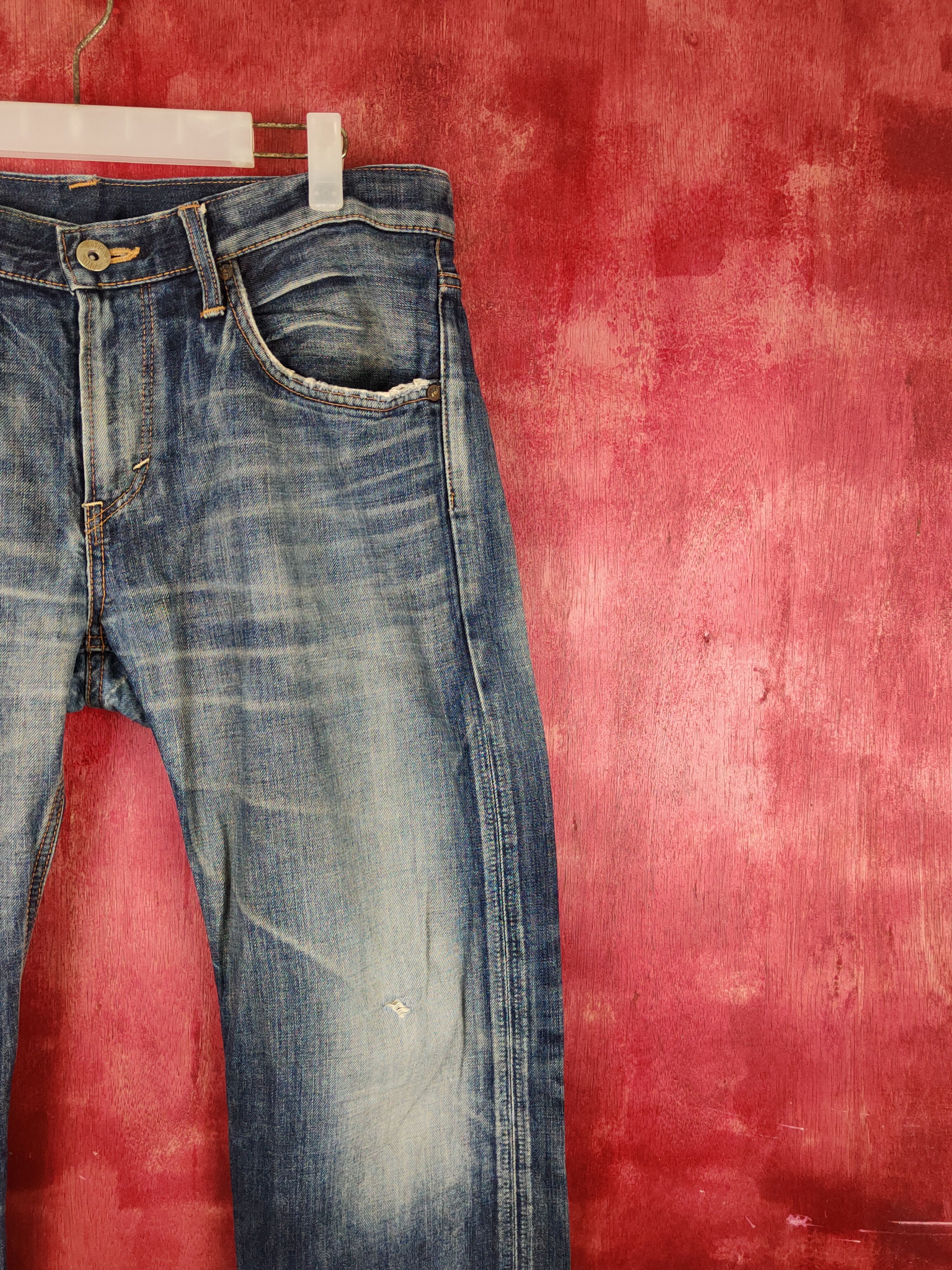 Edwin Edwin Dark Blue Faded Distressed Ripped Jeans #S1691 Size US 32 / EU 48 - 5 Thumbnail