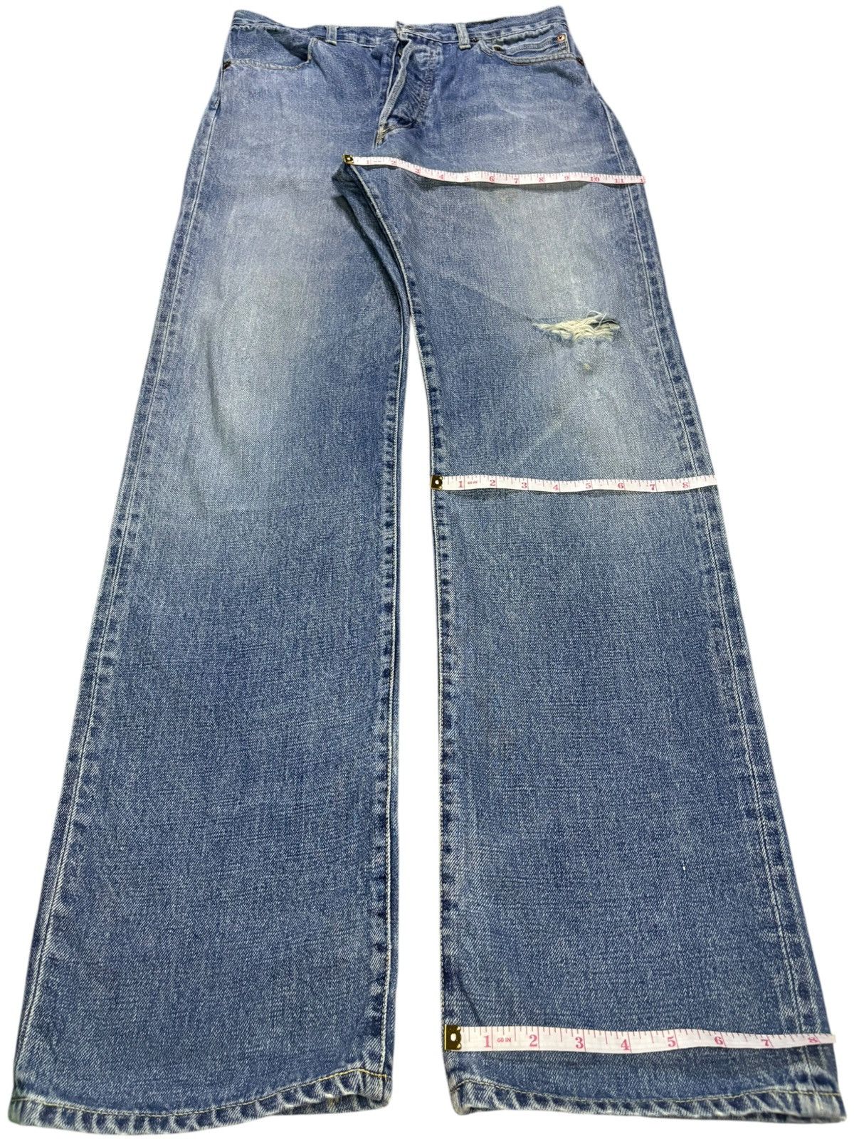 Japanese Brand Vintage Nepenthes Selvedge Distressed Loose Baggy Jeans Size US 30 / EU 46 - 15 Thumbnail