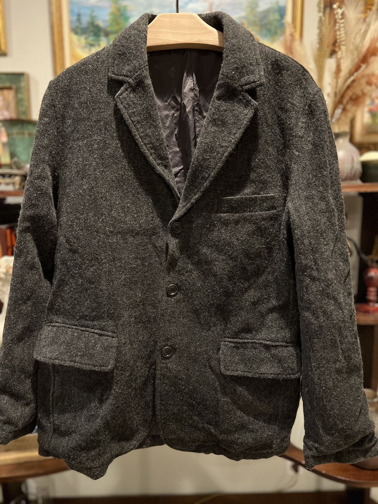 image of Engineered Garments x Omnigod Wool Blazer Jacket in Charcoal, Men's (Size Medium)