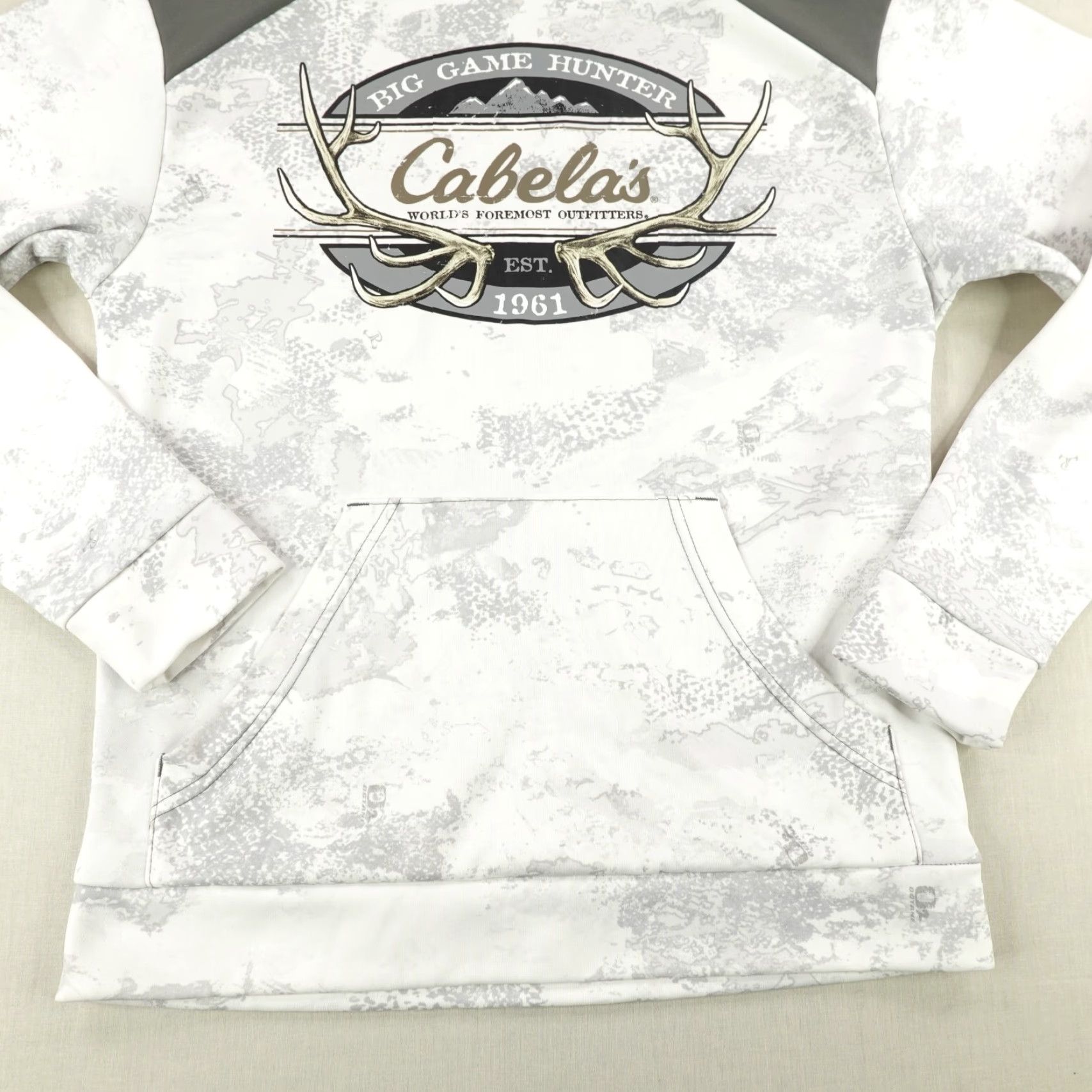 Vintage Cabela's Hoodie Mens Small White Gray Snow Camouflage O2 Octane Hunting Sweatshirt Size US S / EU 44-46 / 1 - 4 Thumbnail