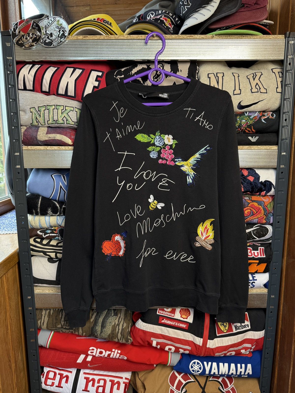 Moschino × Vintage Love Moschino In Love We Trust Big Logo Long Sleeve Tee Size US M / EU 48-50 / 2 - 1 Thumbnail