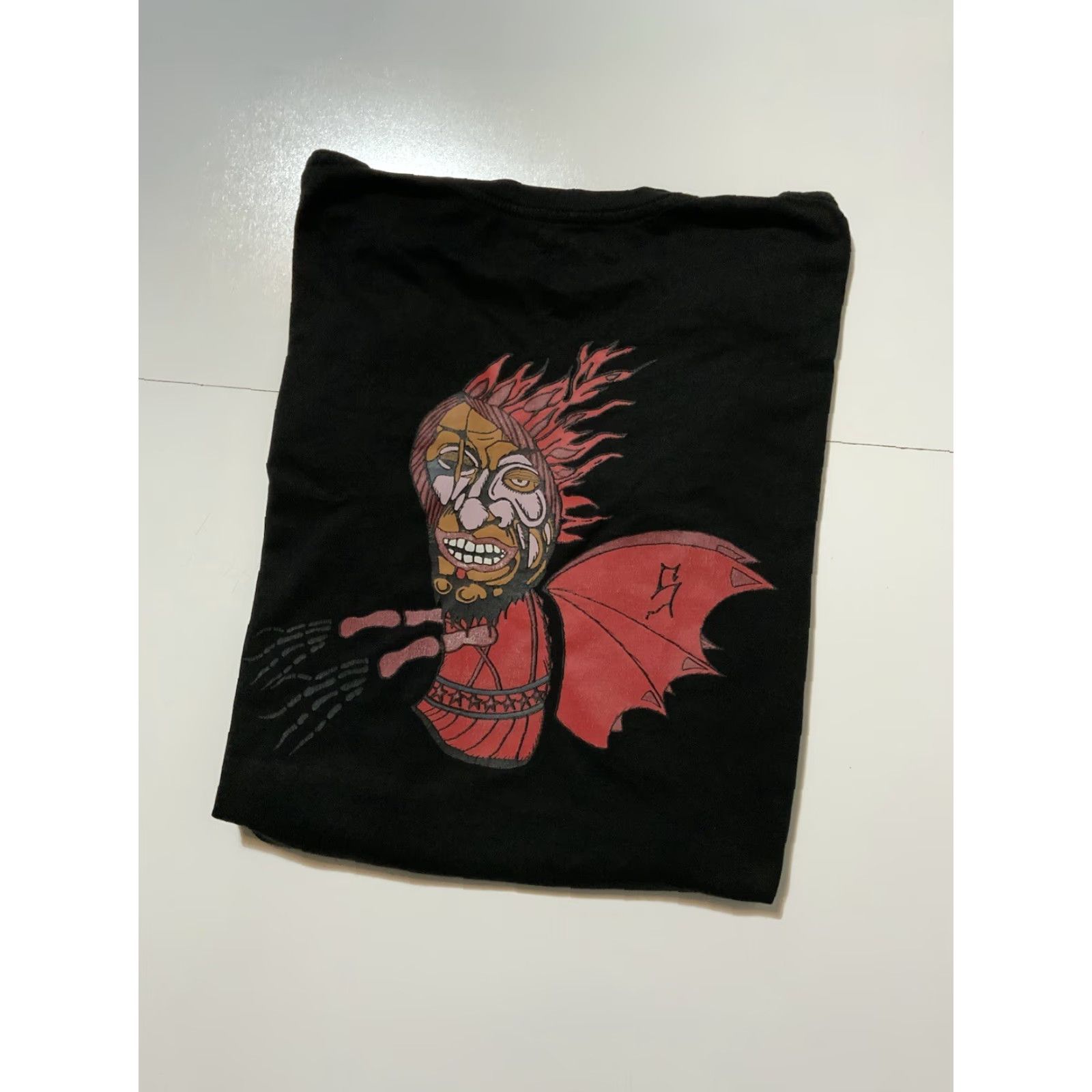 Vintage Sake World D Savage Winged Monster Flames Graphic Black S/S Crew T-Shirt XL Mens Size US XL / EU 56 / 4 - 2 Thumbnail