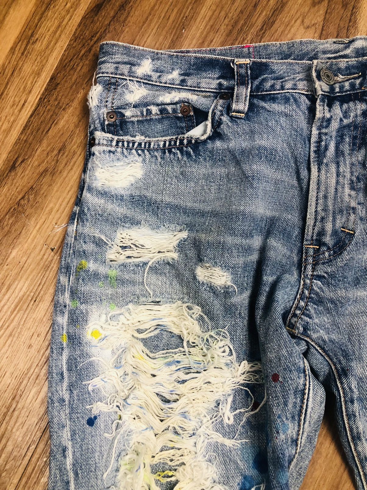 Japanese Brand RNA Inc. Vintage Ripped Jeans | Paint Splatter Denim (38) Size US 33 - 7 Thumbnail
