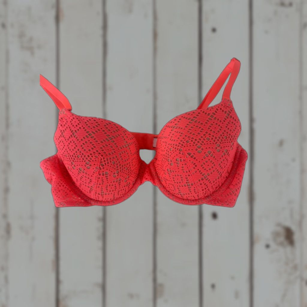 Victoria's Secret Victoria's Secret Bra Women’s 36C Lined Demi Colorblock Bright Orange Teal Size ONE SIZE - 1 Thumbnail
