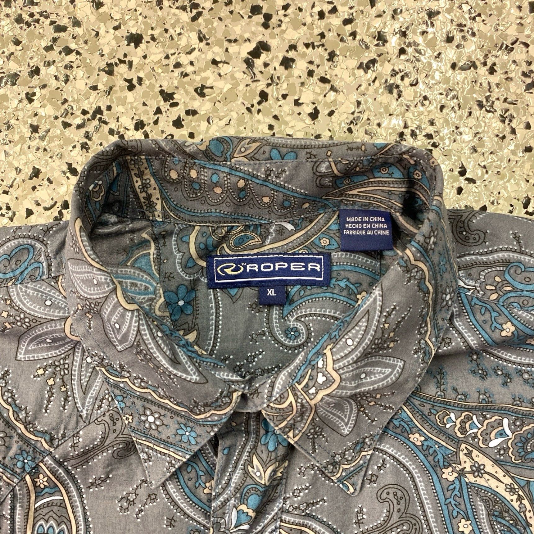 Roper VINTAGE Roper Shirt Paisley Western Pearl Snap Long Sleeve Blue XL Mens Size US XL / EU 56 / 4 - 2 Thumbnail