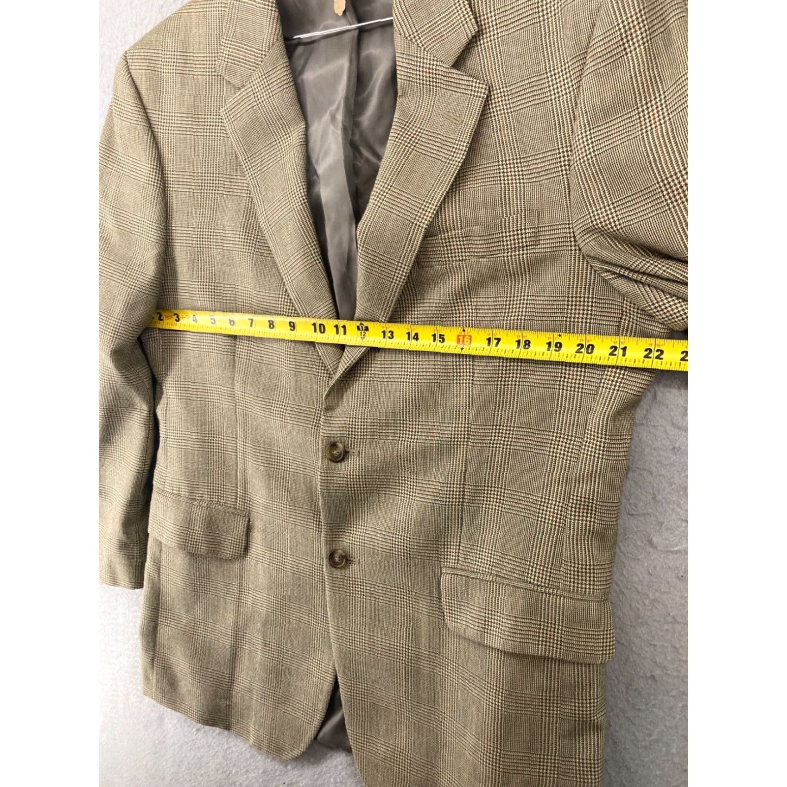 Jos. A. Bank Jos. A. Bank Suit Jacket Mens 42 R Wool Silk Blend Glen Check Jacket Single-Breasted 2-Button Notch Mens 42 R Multicolor Size 42R - 2 Thumbnail