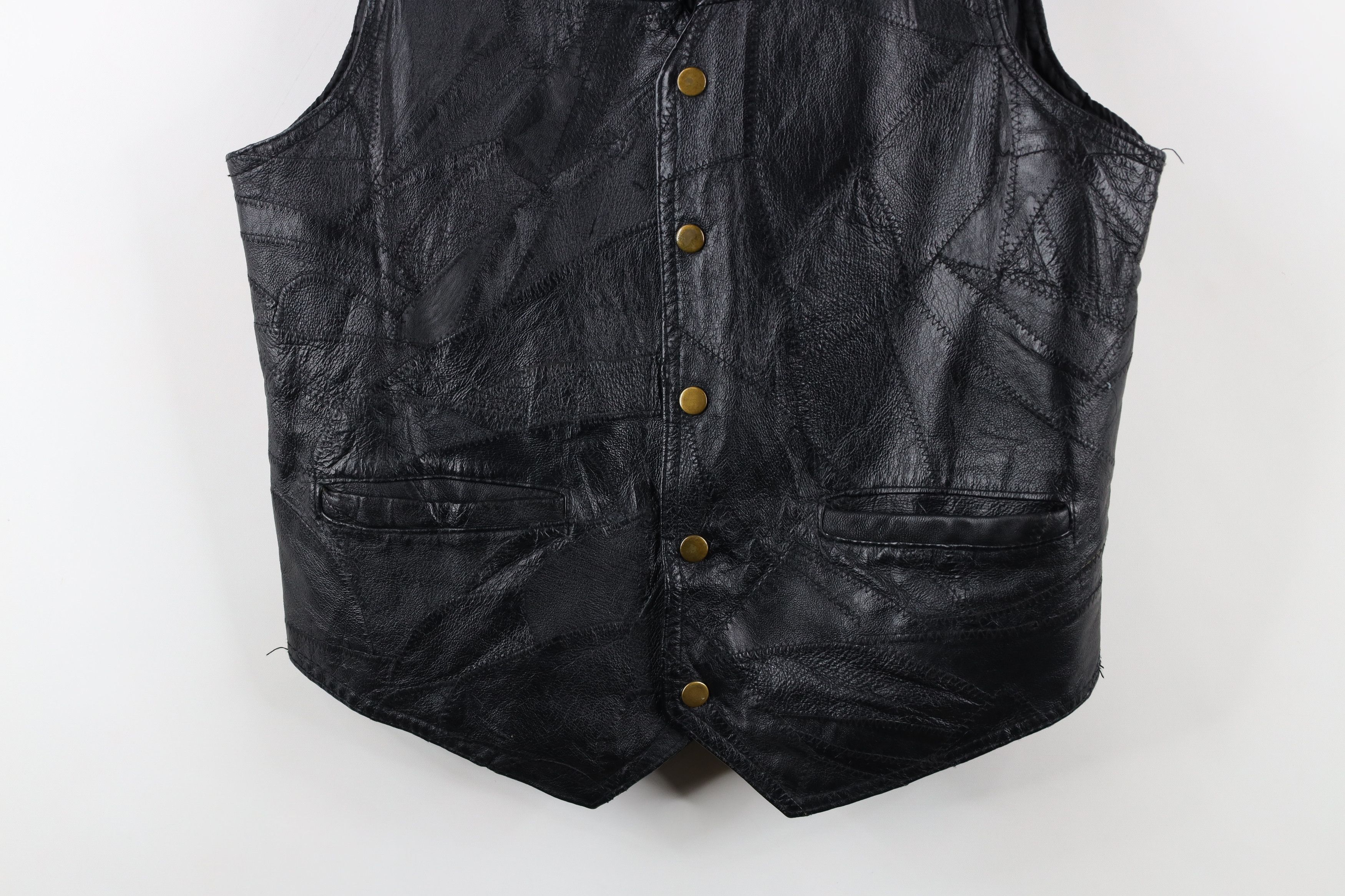 Vintage Vintage 90s Streetwear Patchwork Leather Vest Jacket Black Size US M / EU 48-50 / 2 - 3 Thumbnail