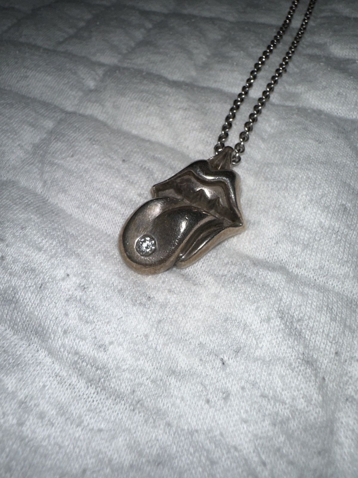 Chrome Hearts Chrome Hearts Rolling Stone Lip Tongue Diamond Pendant Grailed 8709