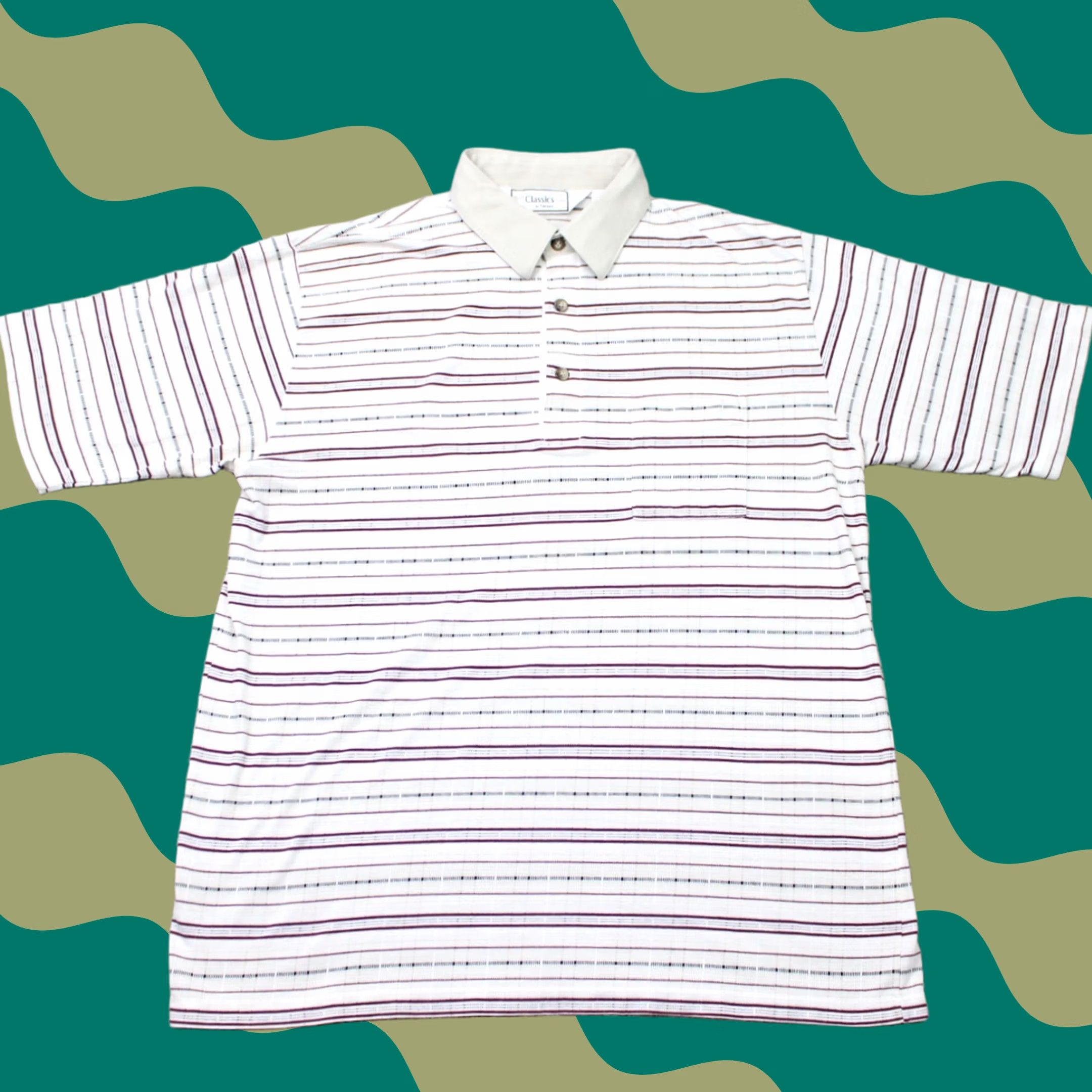 Vintage Classics by Palmland Polo Shirt Mens XL Beige/Red Striped Contrast Collar S/S Polo Shirt Size US XL / EU 56 / 4 - 1 Thumbnail