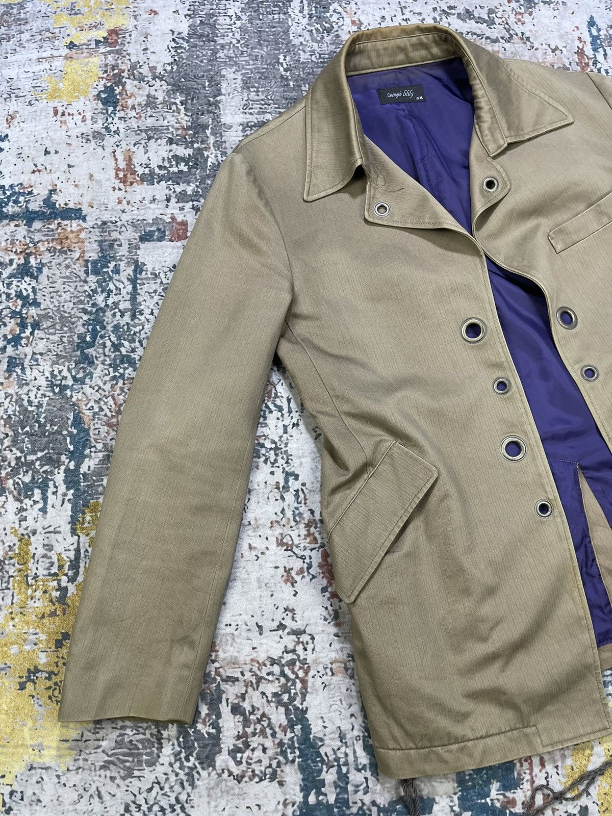 Japanese Brand Swingin Slily Herringbone Laced Gusset Jacket Size US M / EU 48-50 / 2 - 9 Thumbnail
