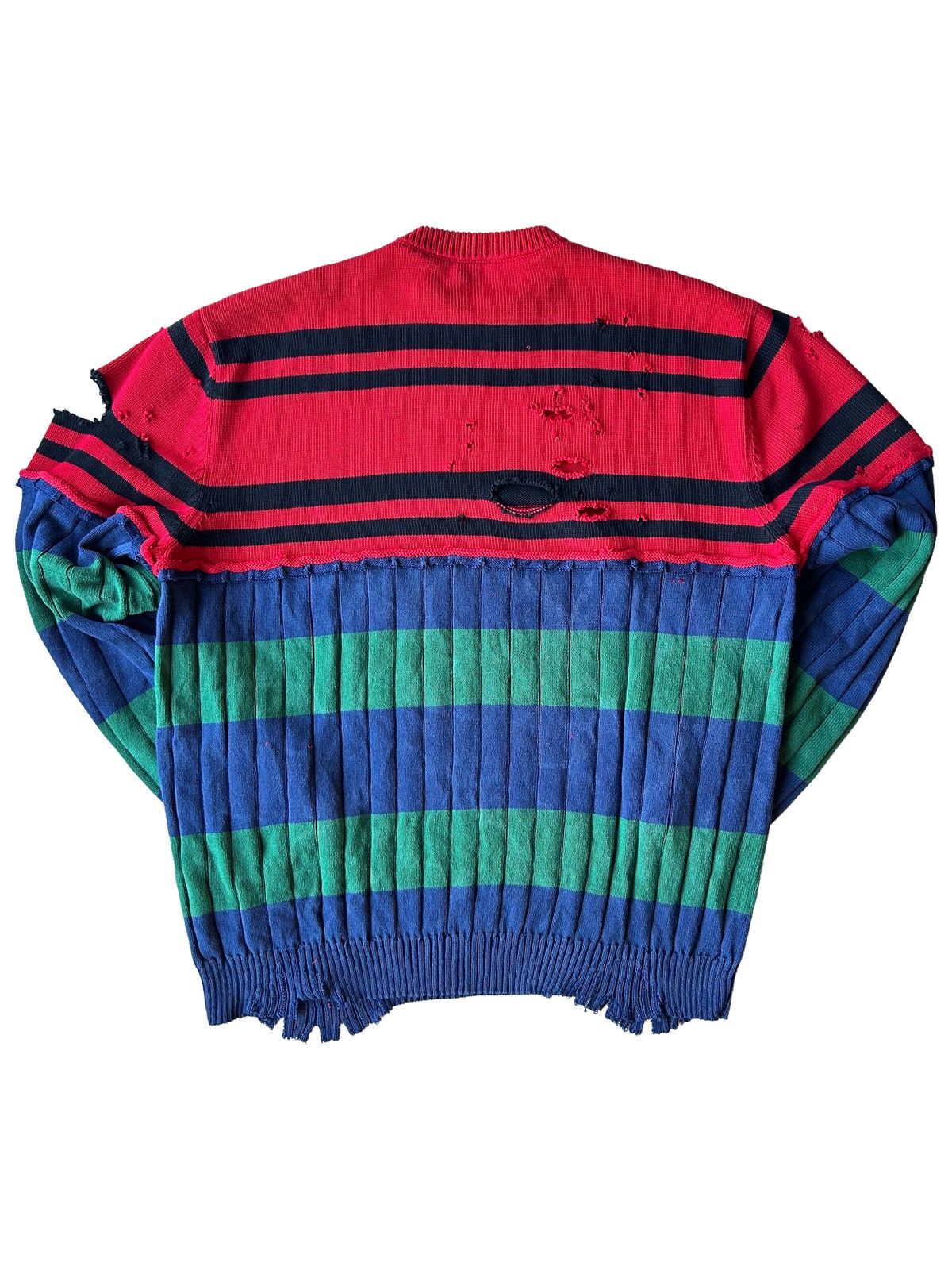 Balenciaga Balenciaga 3B Logo Destroyed Multicolor Knit Sweater Size US M / EU 48-50 / 2 - 7 Thumbnail