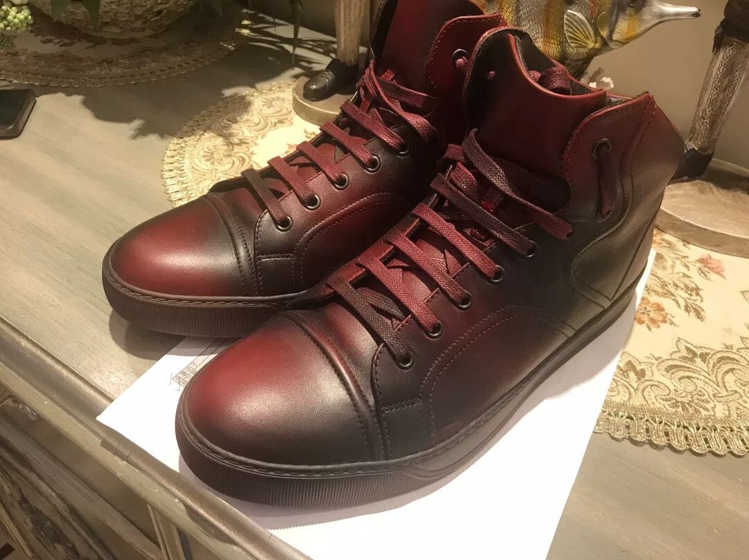 Lanvin Lanvin Red Gradient Mid-Top Sneakers Size US 8 / EU 41 - 1 Thumbnail