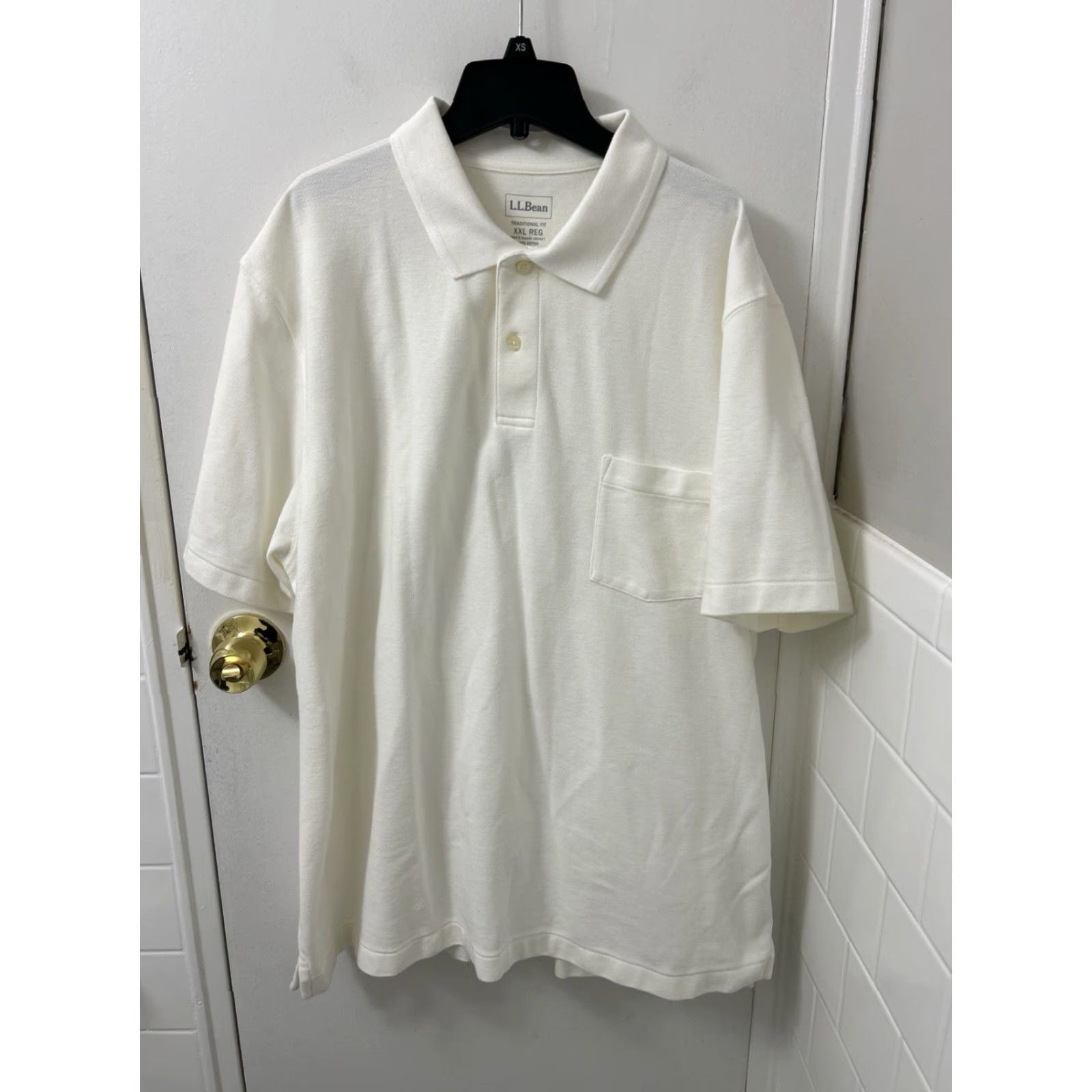 Vintage LL Bean Double L Polo Shirt Mens 2XL White Pocket Traditional S/S cotton 300457 Size US XXL / EU 58 / 5 - 2 Thumbnail